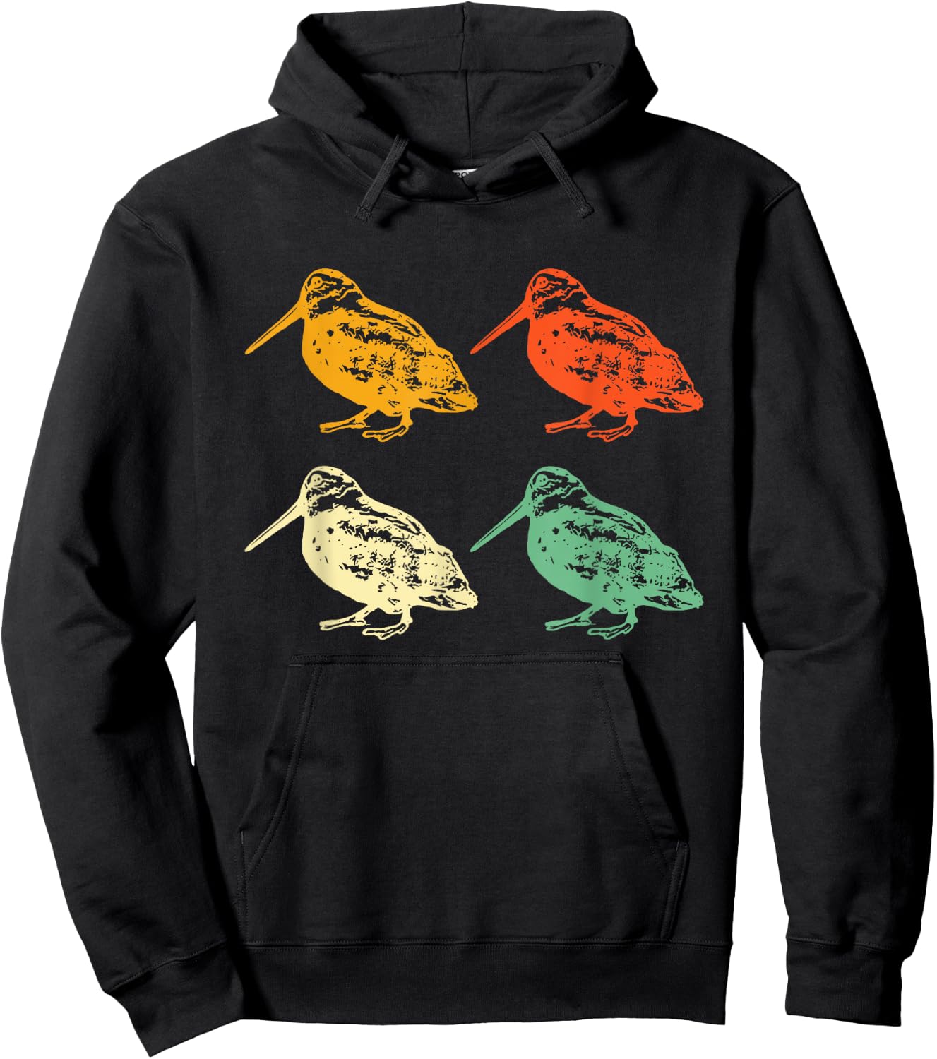 American Woodcock Bird Hunting Hunt Season Gift Retro-Modern -Adults, Kids Classic Fit Collarless Short Sleeve Black Hoodie - Hoodie | Black