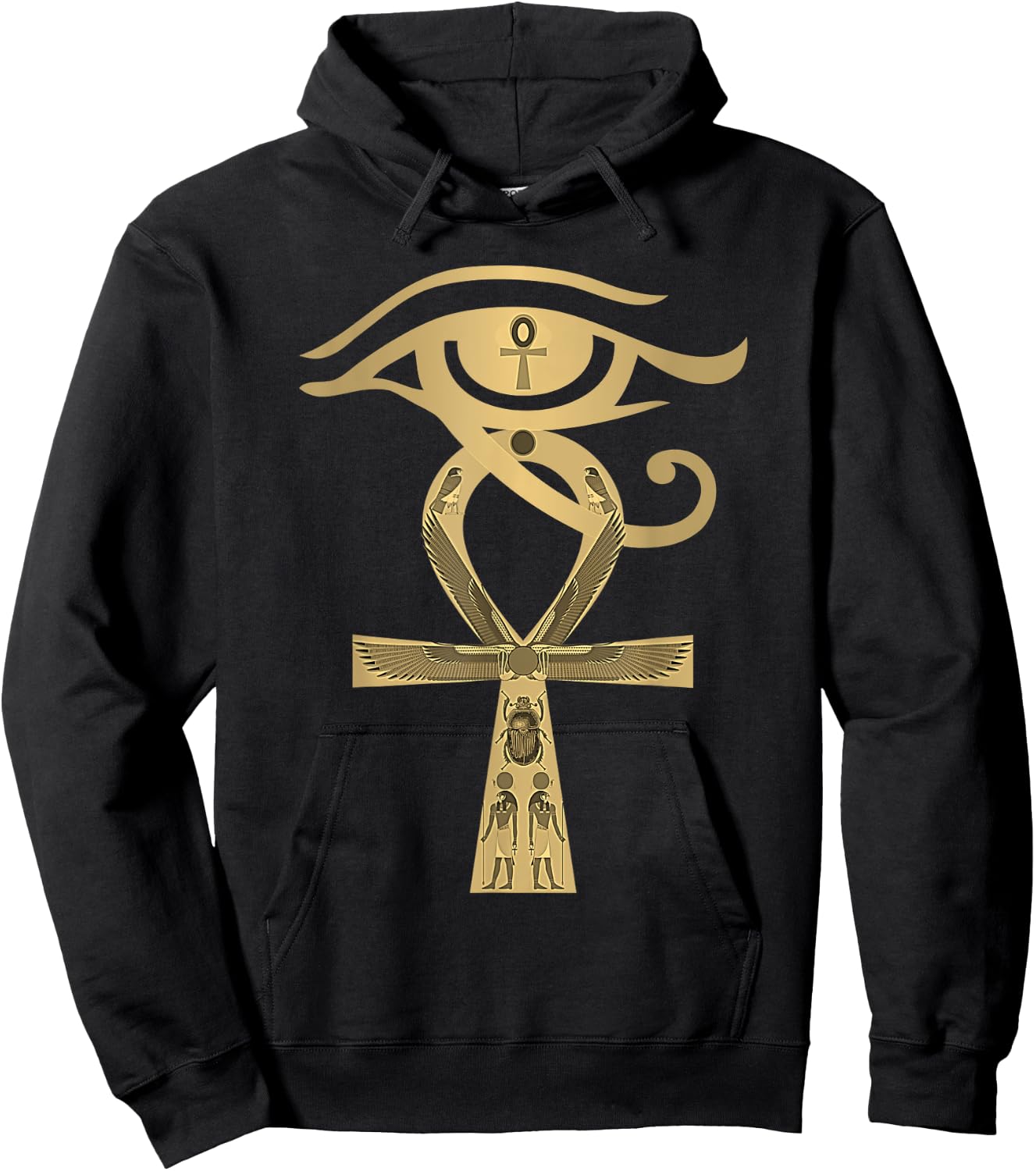 Ancient Egypt Egyptian God Horus Kemetic Heru ANKH Hoodie - Hoodie | Black