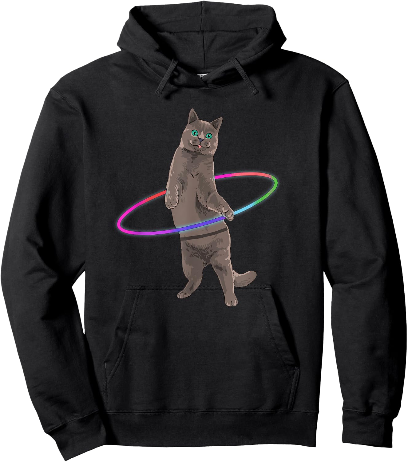 Weird Cat Shirt Kitten Dancing Hula Hoop Dance Cat Lover Hoodie - Hoodie | Black