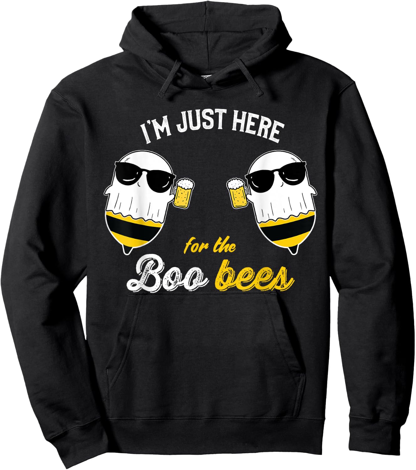 I'm just Here for the Boo Bees Halloween Funny Hoodie - Hoodie | Black