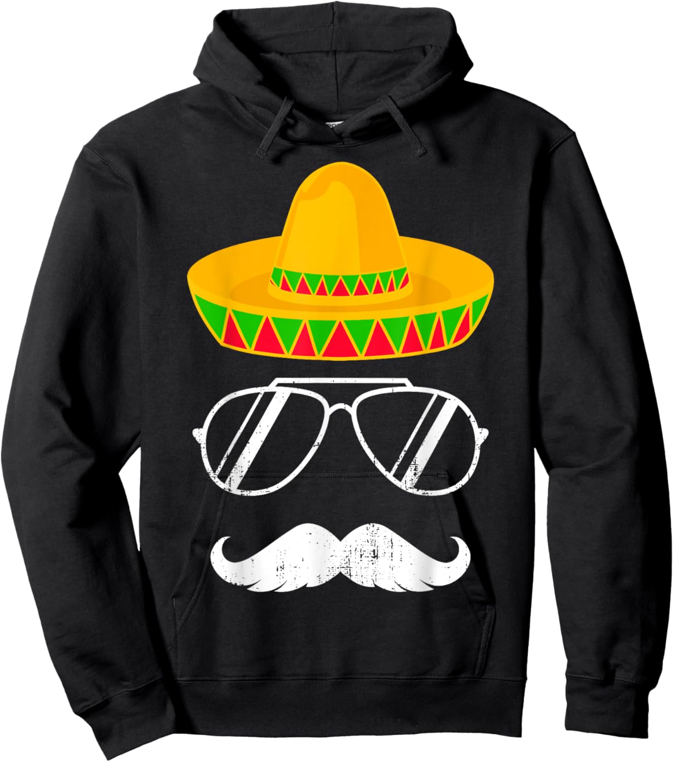 Funny mexican sombrero mustache face for Cinco de Mayo Hoodie - Hoodie | Black