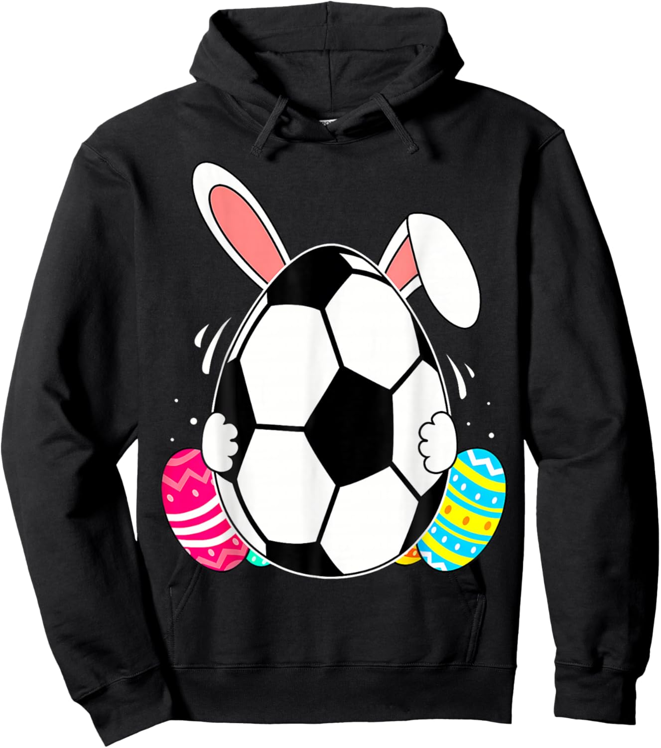Funny Soccer Ball With Bunny Ears Easter Day Men Boys Kids Hoodie - Hoodie | Black