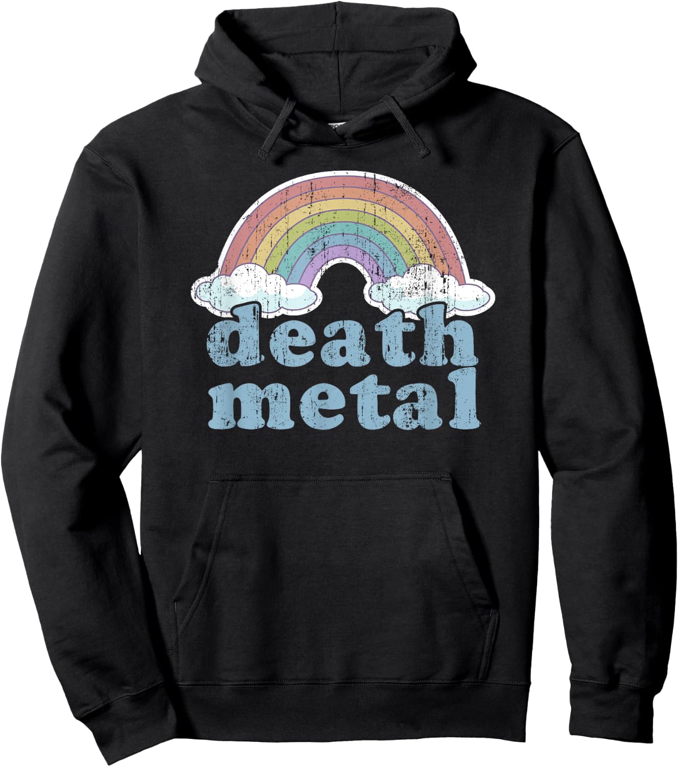 DEATH METAL Rainbow Funny Retro Vintage Rock Music Metalhead Hoodie - Hoodie | Black