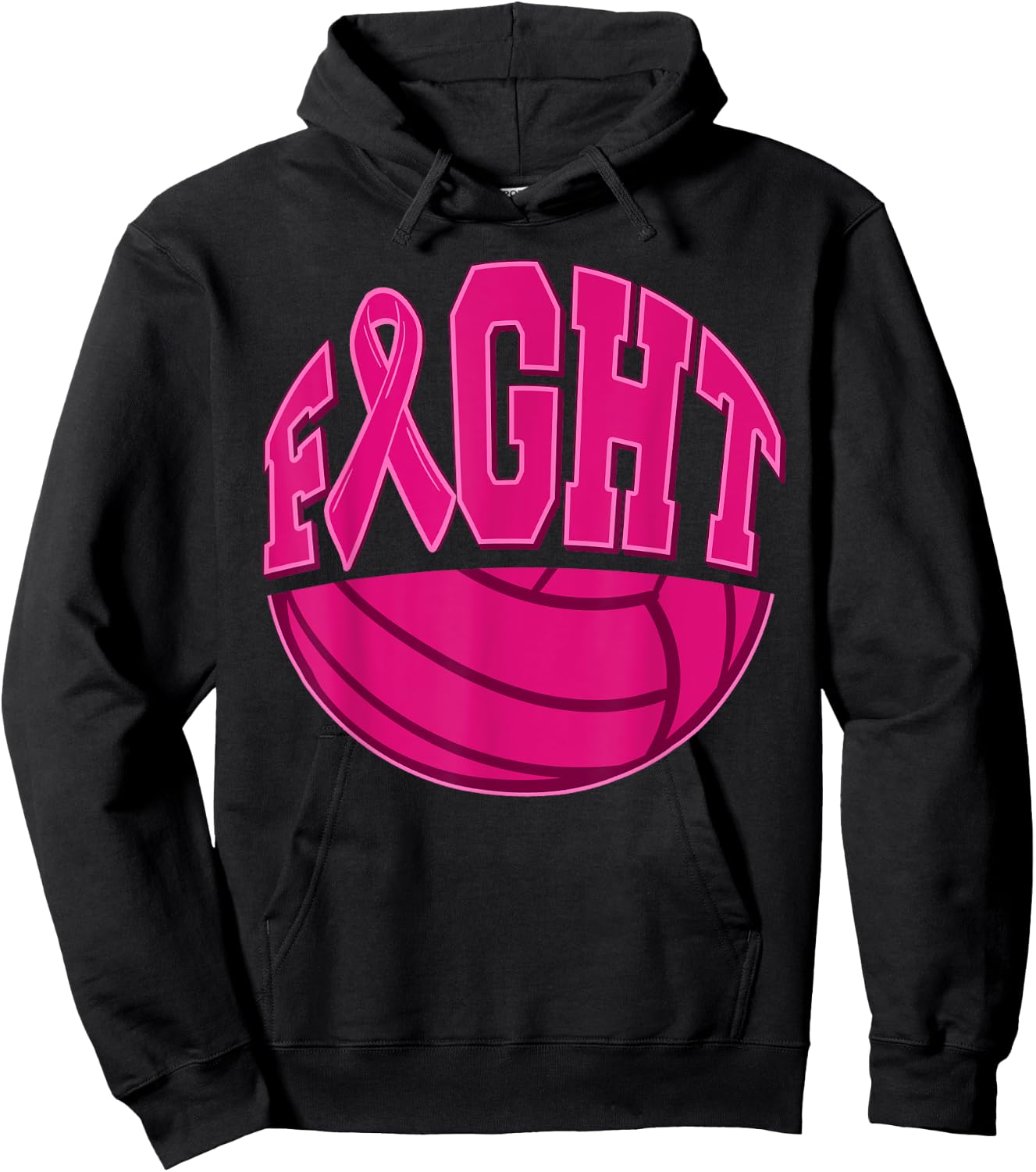 Fight Breast Cancer Volleyball Mammogram Sport Pink Ribbon Hoodie - Hoodie | Black