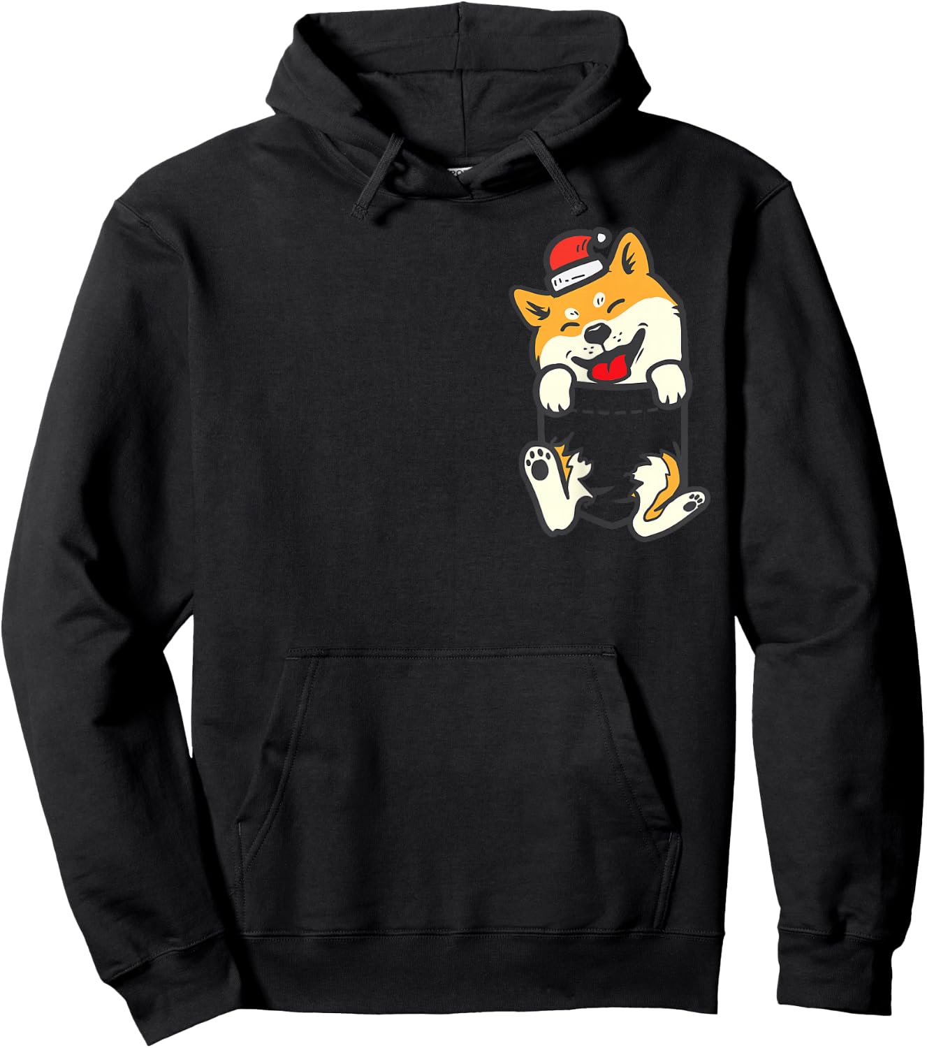 Pocket Santa Shiba Inu Akita Feet Christmas Dog Lover PJ Hoodie - Hoodie | Black