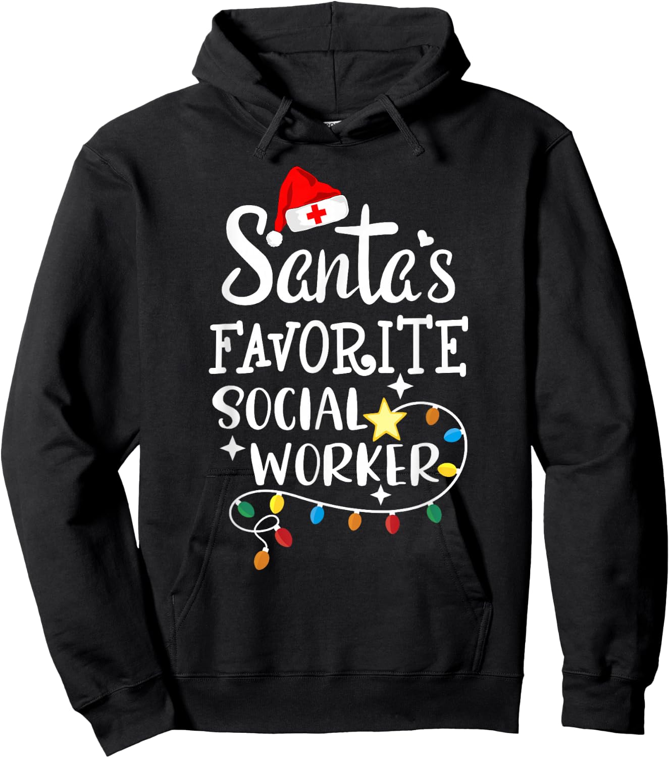 Santa's Favorite social worker Christmas Medical social work Hoodie - Hoodie | Black