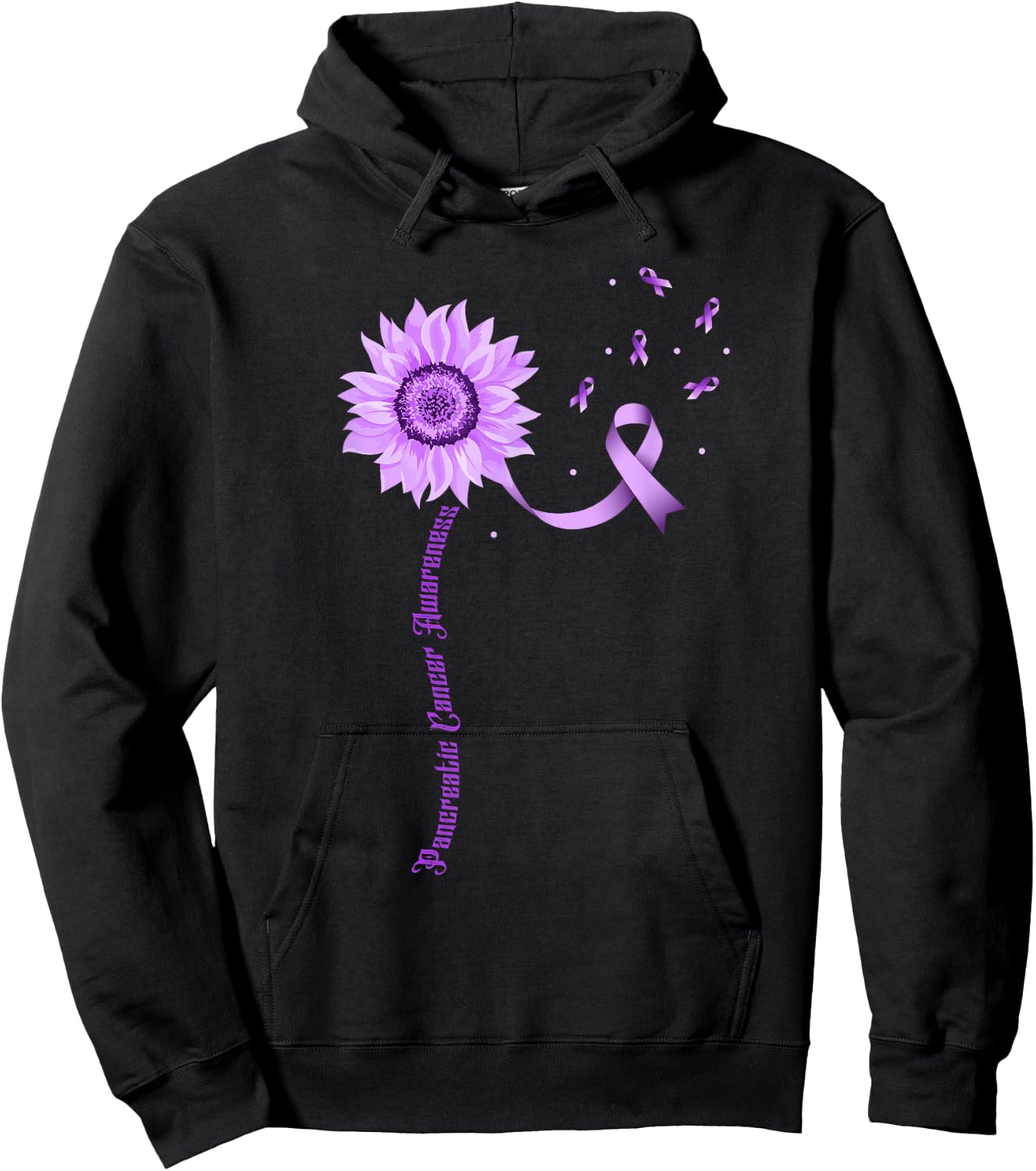 Purple Ribbon Pancreatic Cancer Awareness Hoodie - Hoodie | Black