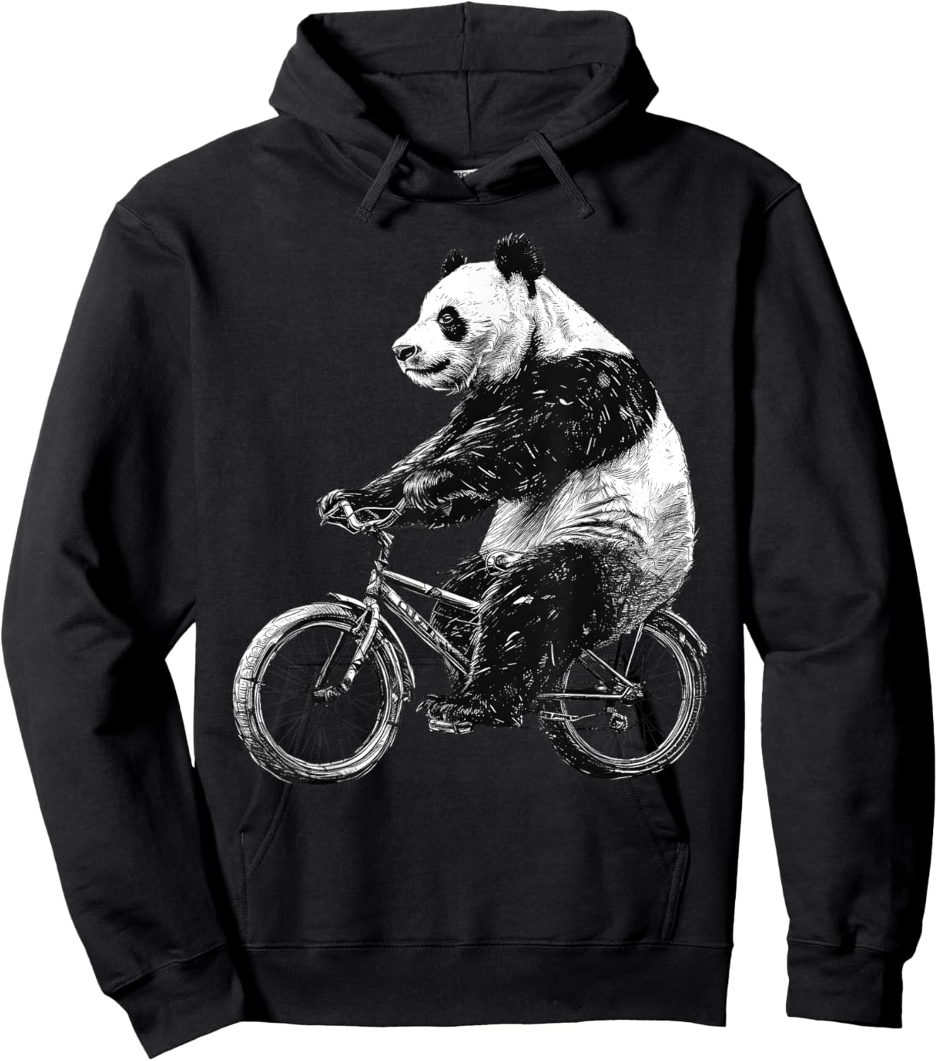 Retro Panda Bear Riding Bike Vintage Bicycle Cycling Lover Hoodie - Hoodie | Black
