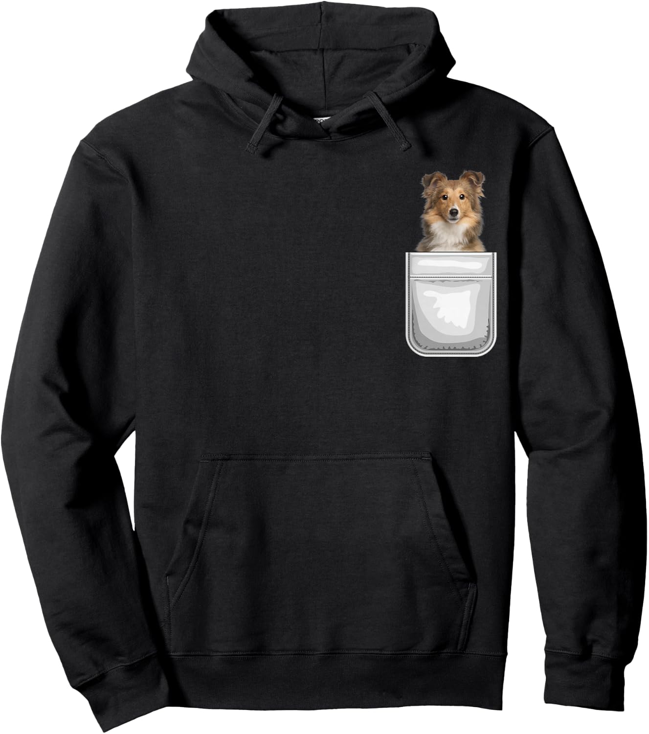 Sheltie Shetland Sheepdog Puppy Dog in Your Pocket Hoodie - Hoodie | Black