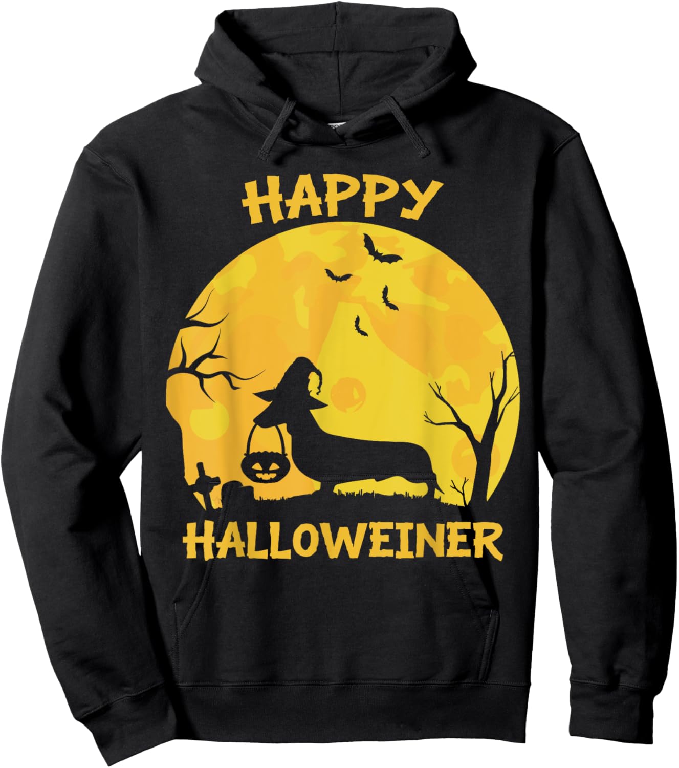 Happy Halloweiner Dachshund Wiener Funny Dog Lover Halloween Women Girls Kids Hoodie - Hoodie | Black