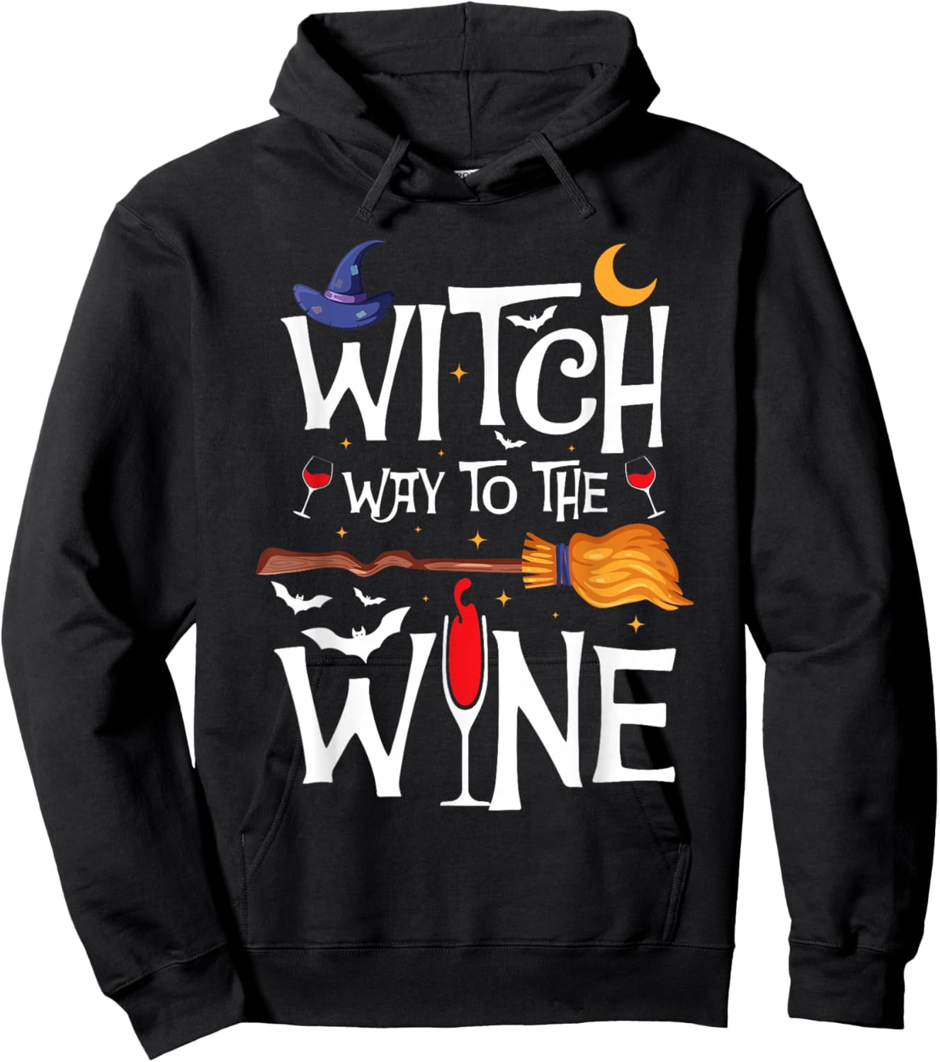 Witch Way To The Wine Halloween Party Costume Hoodie - Hoodie | Black