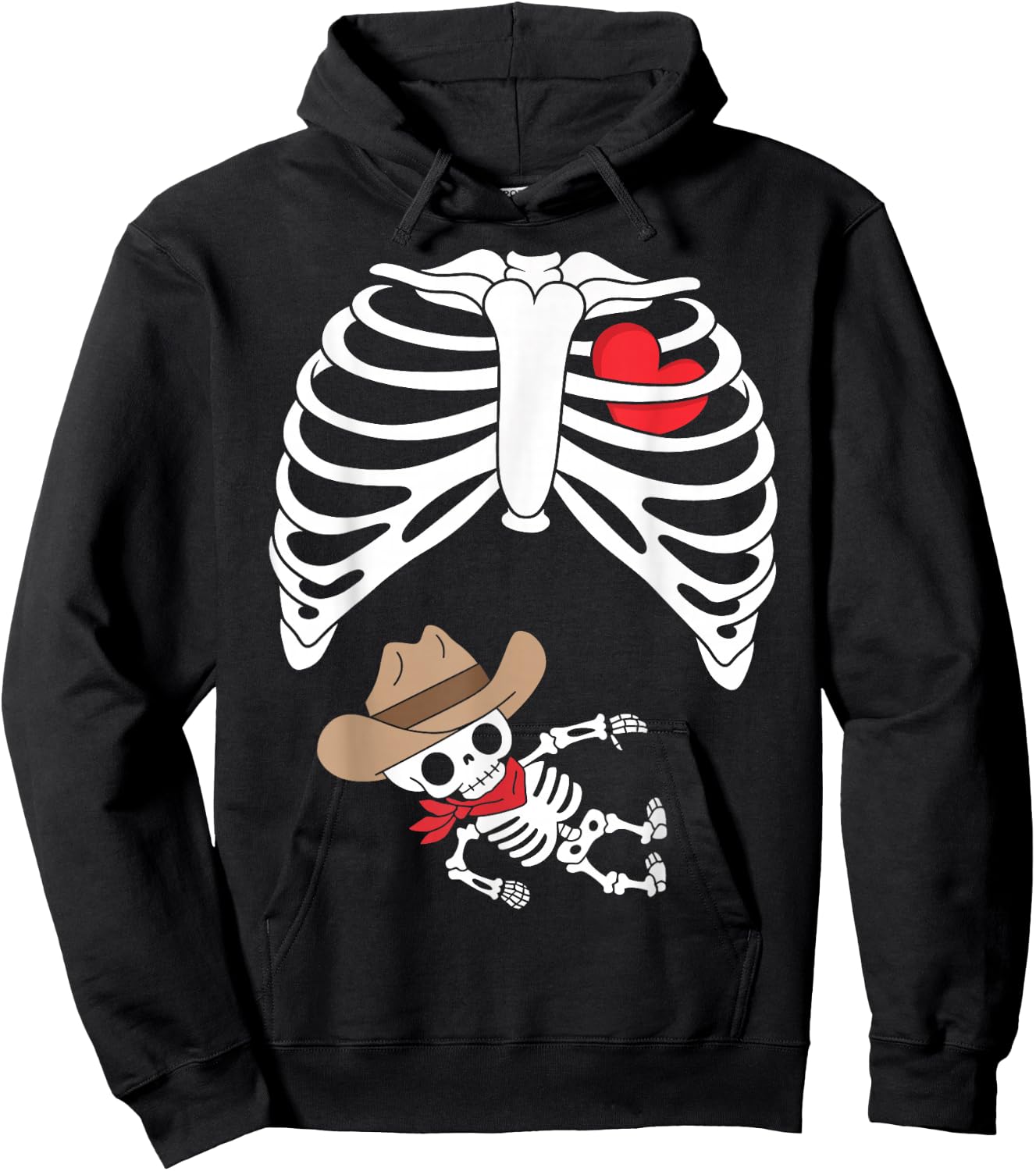 Baby Pregnancy Halloween Skeleton Xray Cowboy Boy Pregnant Hoodie - Hoodie | Black