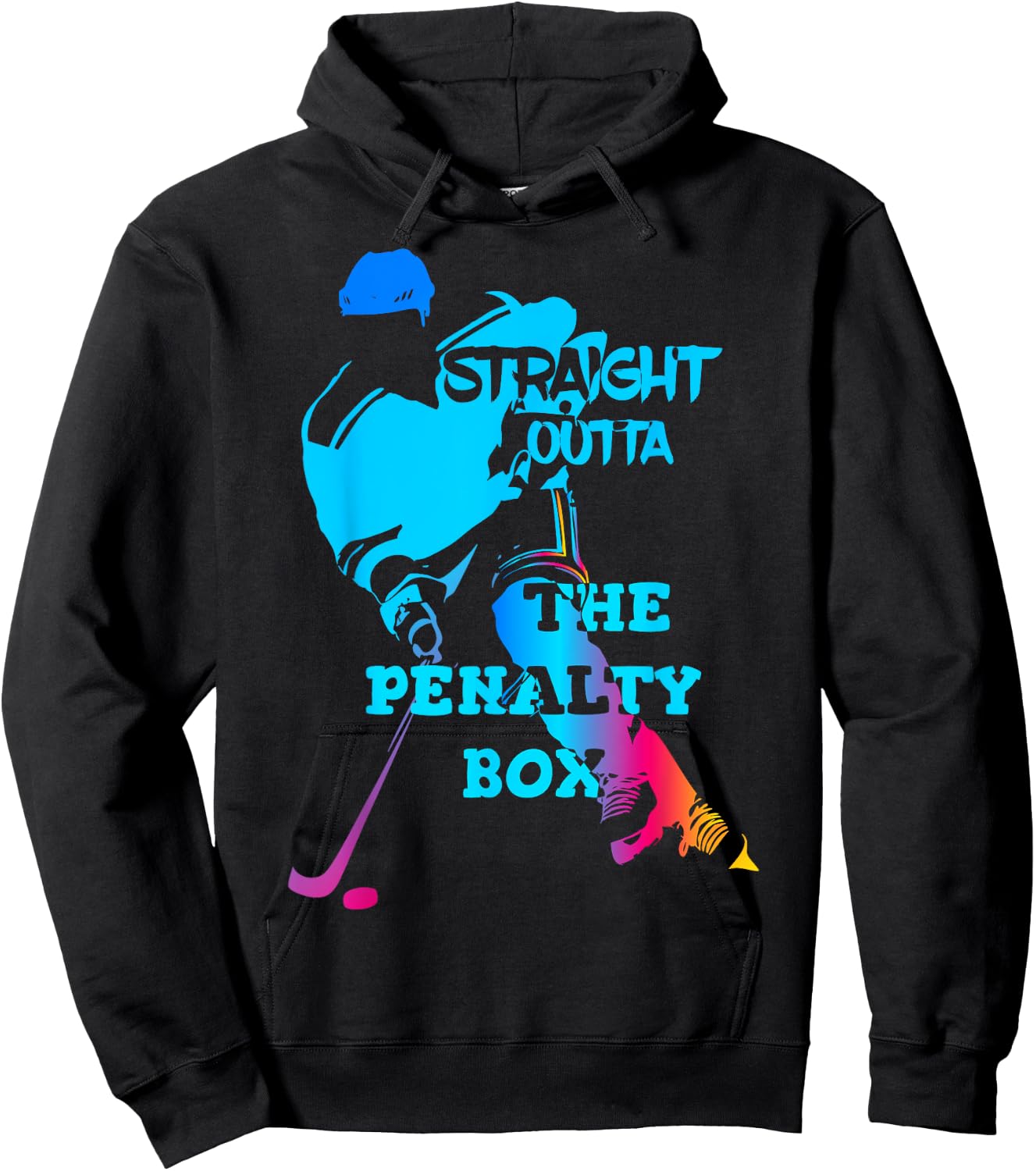 Straight Outta The Penalty Box Funny Ice Hockey Gift Hoodie - Hoodie | Black