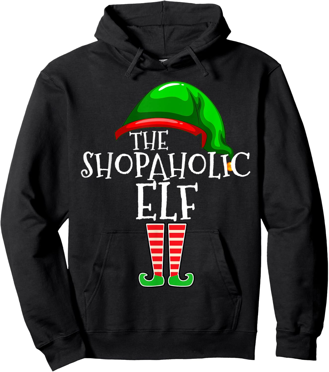 Shopaholic Elf Family Matching Group Christmas Gift Shopping Hoodie - Hoodie | Black