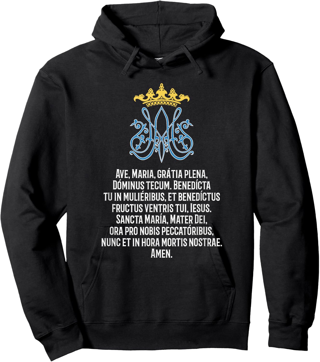 Ave Maria Prayer Latin Mass Hail Mary Full Of Grace Hoodie - Hoodie | Black