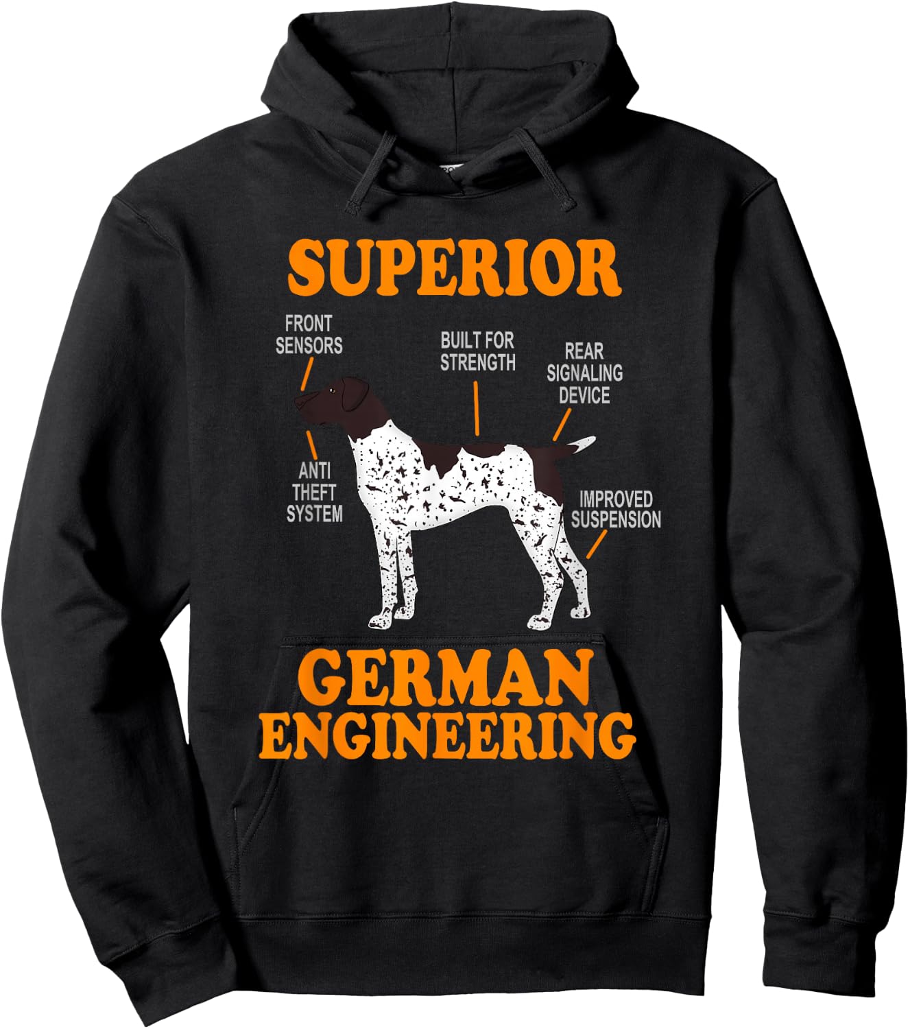 German Shorthair Pointer Funny | Dog Silhouette Hoodie - Hoodie | Black