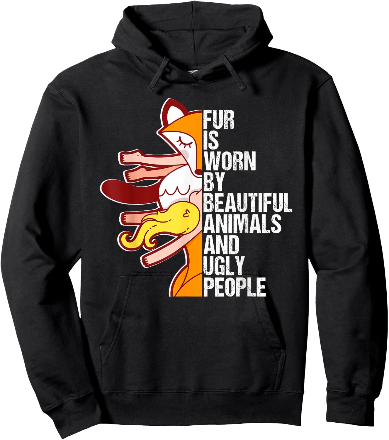 Anti Fur Shirt No Fur Stop Animal Cruelty Say No To Fur Gift Hoodie - Hoodie | Black