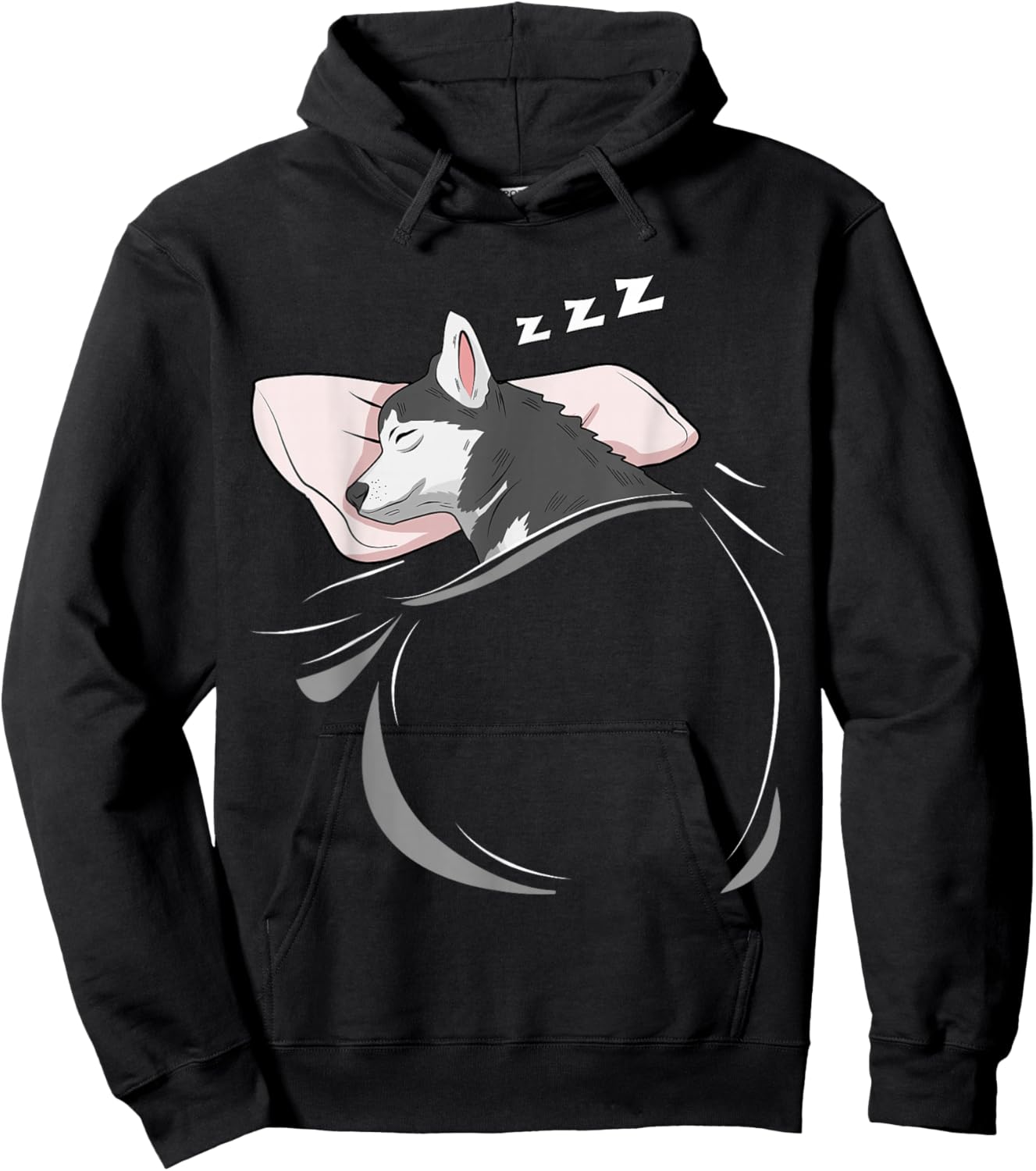 Husky Sleeping Animal Pajamas Nap PJs Outfit Gift Husky Hoodie - Hoodie | Black
