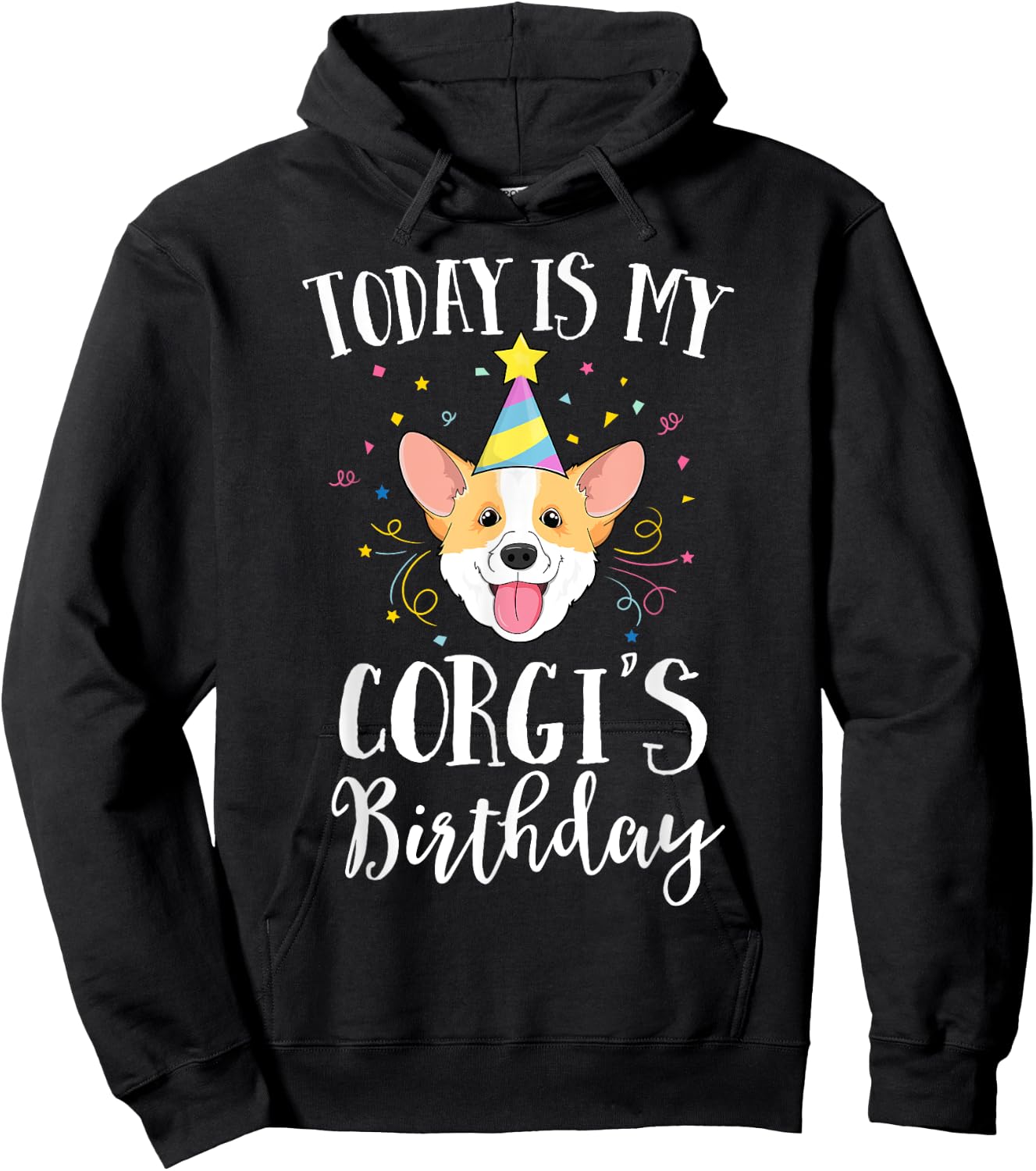 Today Is My Corgi's Birthday Dog Pet Puppy Party Kids Girls Hoodie - Hoodie | Black