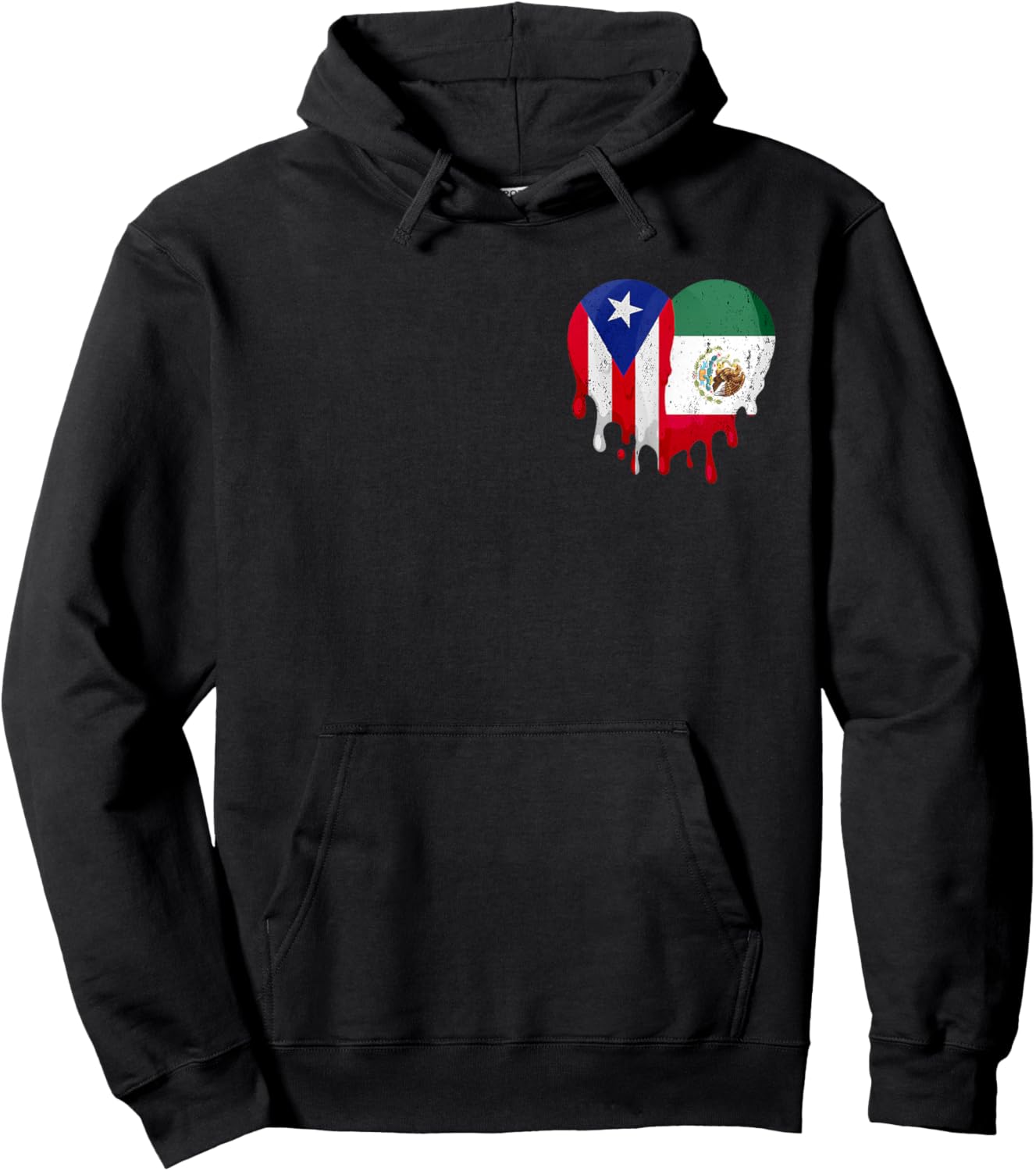 Mexico Flag Grown Heart Mexican Puerto Rico Flag Hoodie - Hoodie | Black
