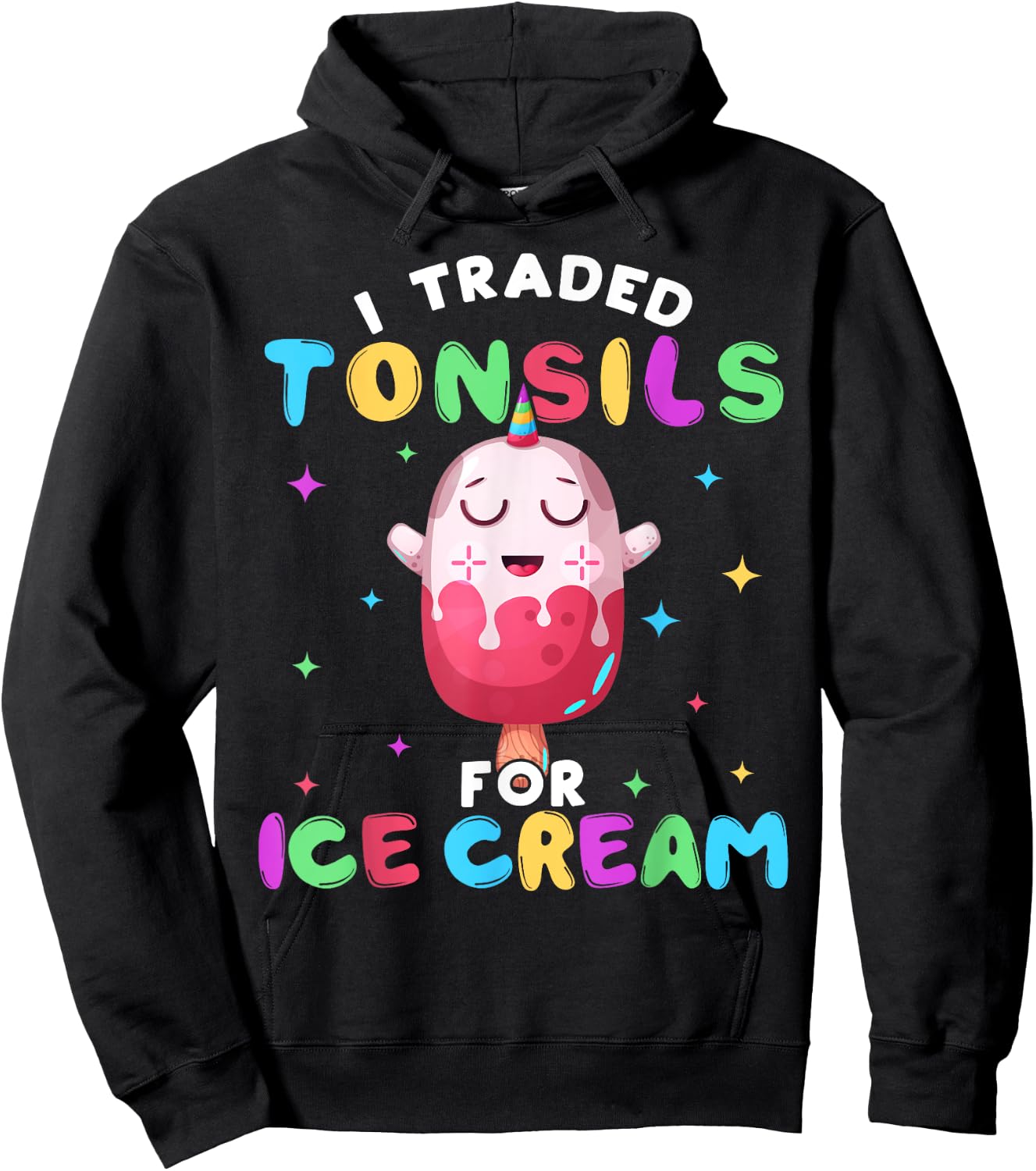 Funny Ice Cream Tonsil Removal Surgery Recovery Gift Women Girls Kids Hoodie - Hoodie | Black