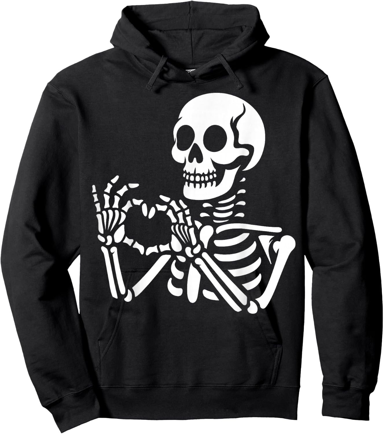 Skeleton Hands Heart Sign Retro Halloween Skeleton Hand Sign Hoodie - Hoodie | Black