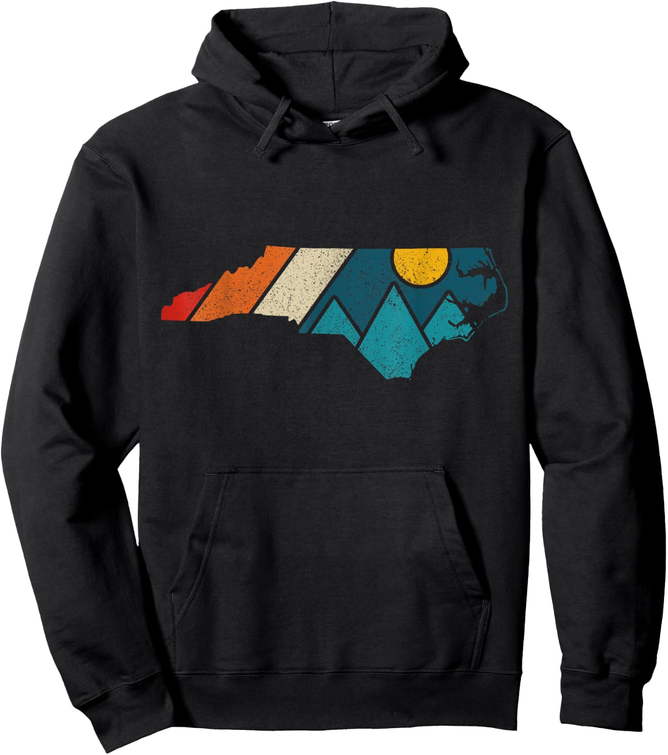 North Carolina Vintage State Map Mountains Hiking Pride Gift Hoodie - Hoodie | Black