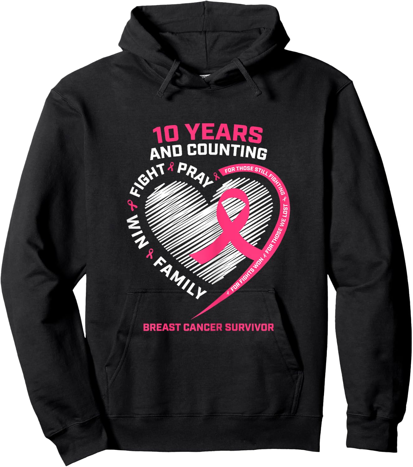 10 Years Cancer Free Gifts 10 Year Breast Cancer Survivor Hoodie - Hoodie | Black
