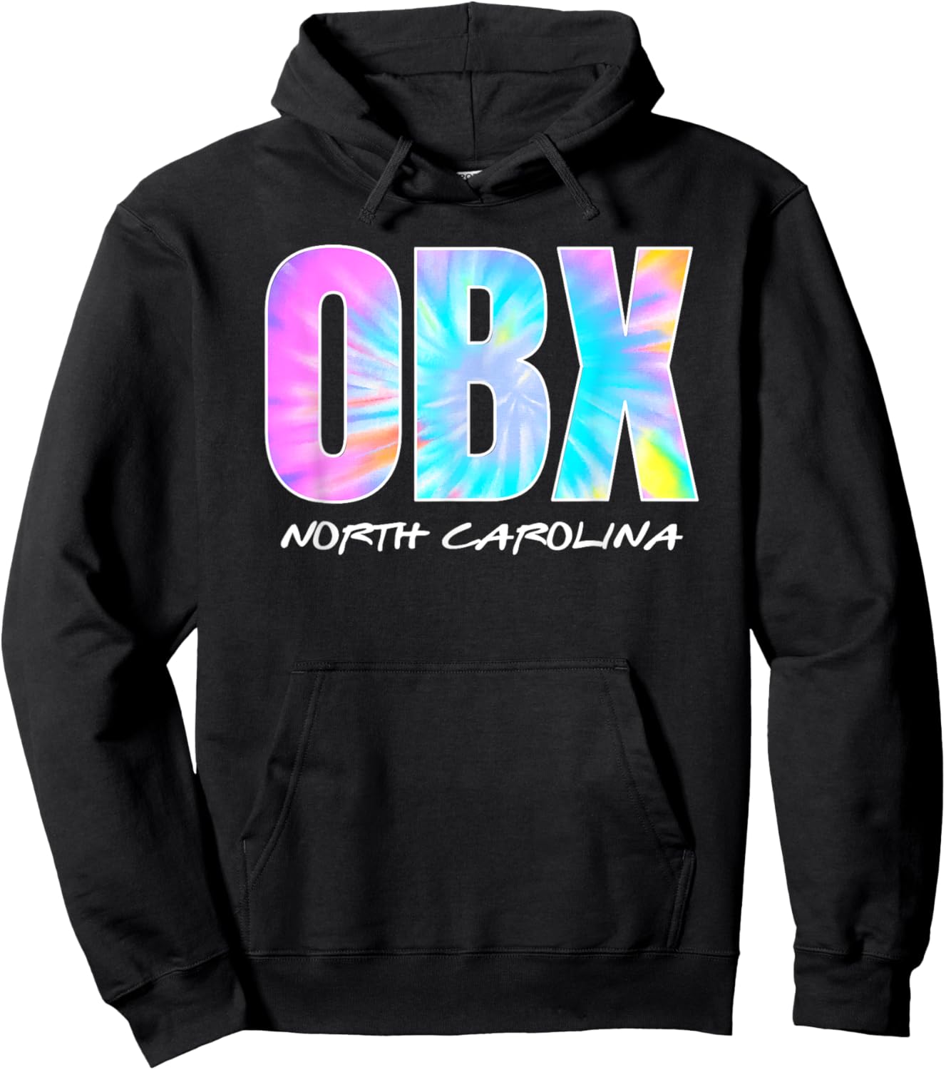 Retro Tie Dye OBX North Carolina Outer Banks Boys Girls Hoodie - Hoodie | Black