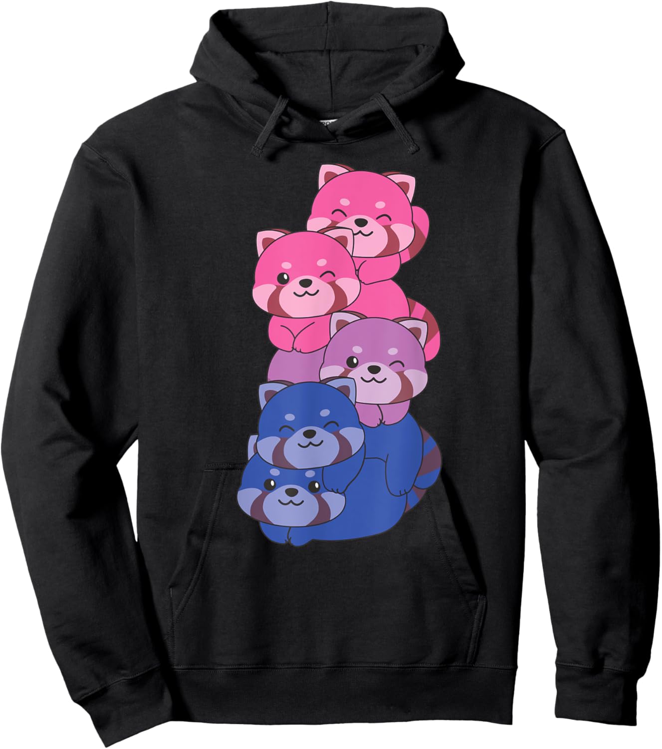 Bisexual Flag Pride Month Lgbtq Bi Red Panda Hoodie - Hoodie | Black