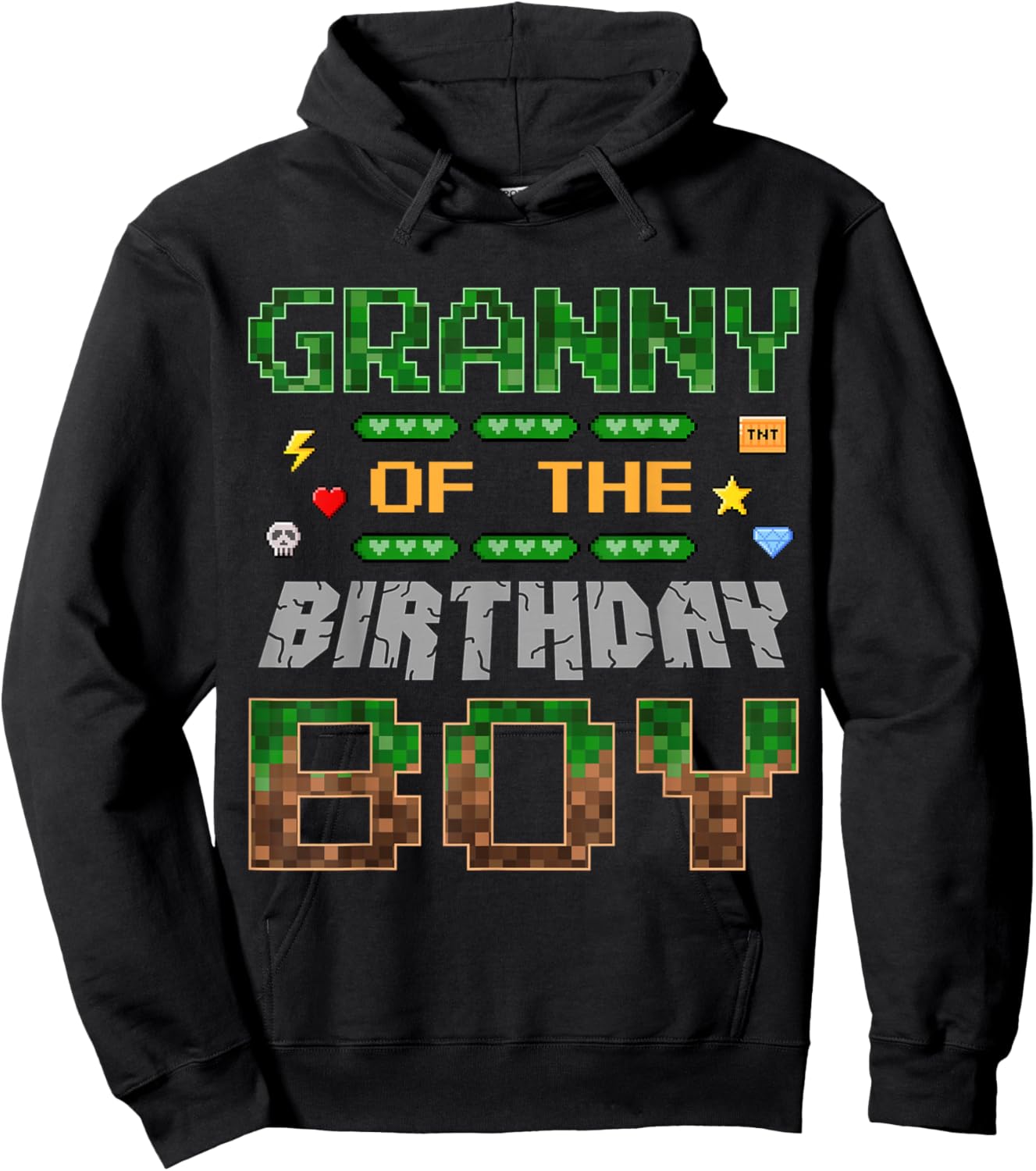 Granny of the Birthday Boy Pixel Gamer Family Love Hoodie - Hoodie | Black