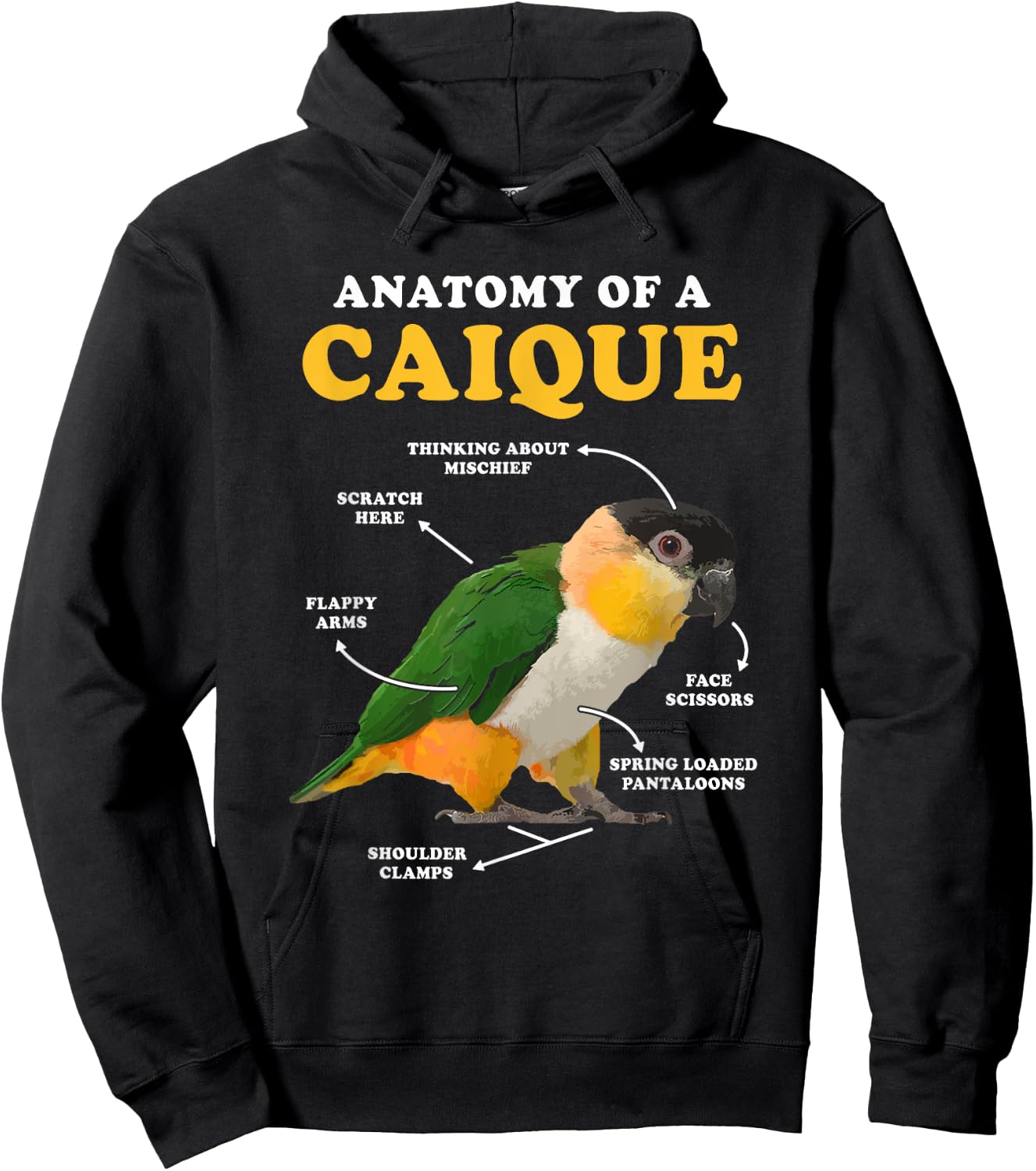 Anatomy Of A Caique Bird Animal Pet Zookeeper Hoodie - Hoodie | Black