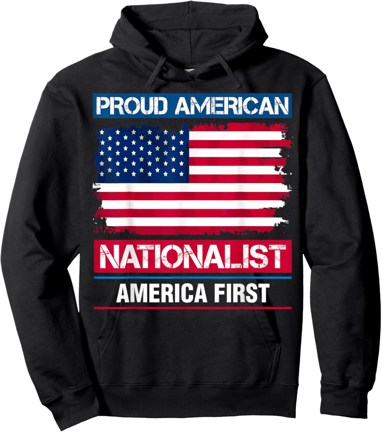 American Nationalist America First Proud USA Flag Men Hoodie - Hoodie | Black