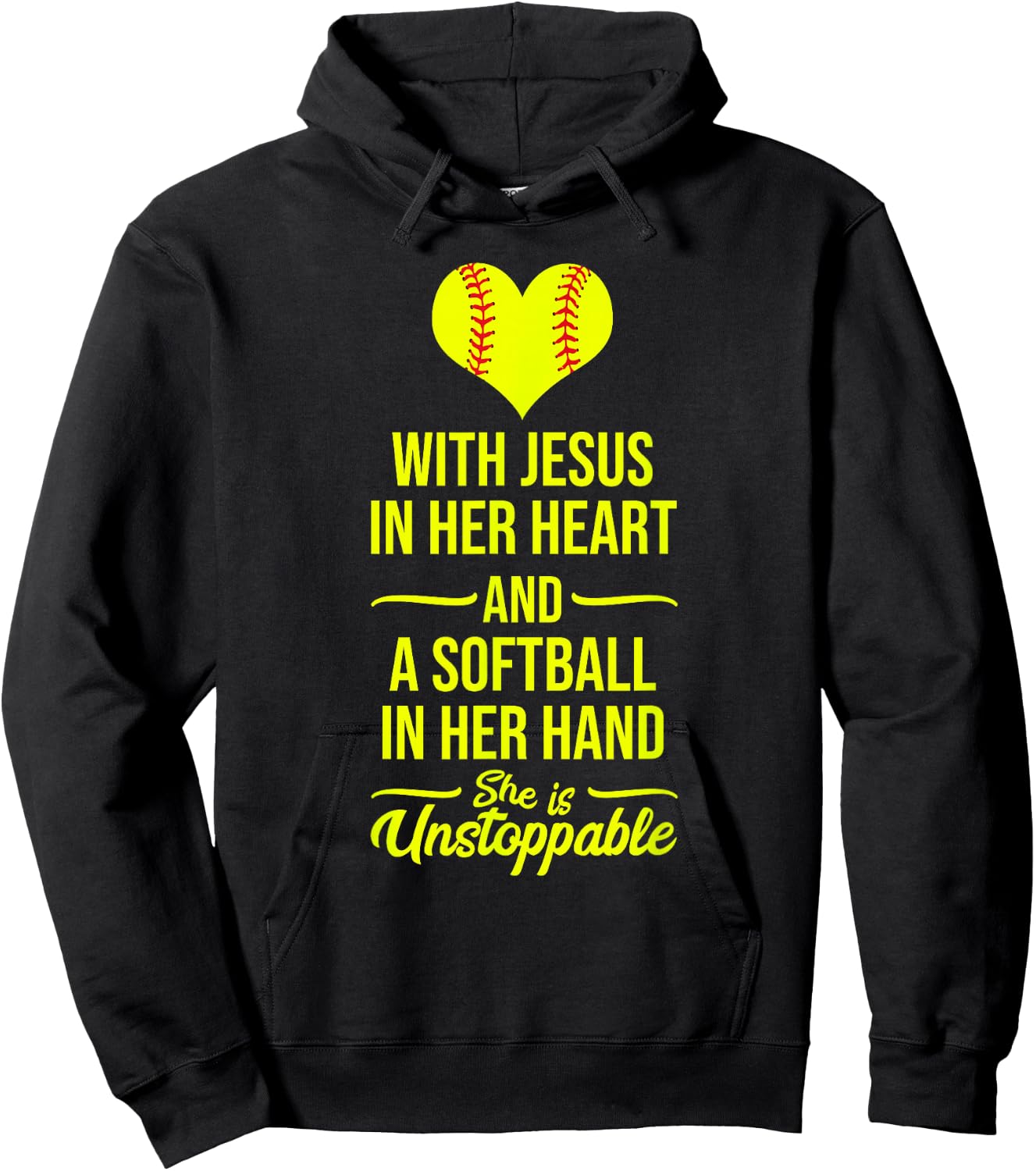Softball with Jesus in Her Heart Softball Pitcher Hoodie - Hoodie | Black