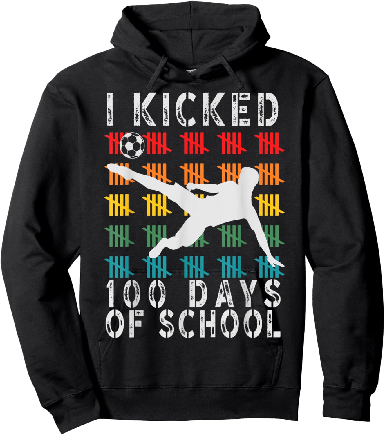 I Kicked 100 Days Of School Toddler Soccer Hoodie - Hoodie | Black