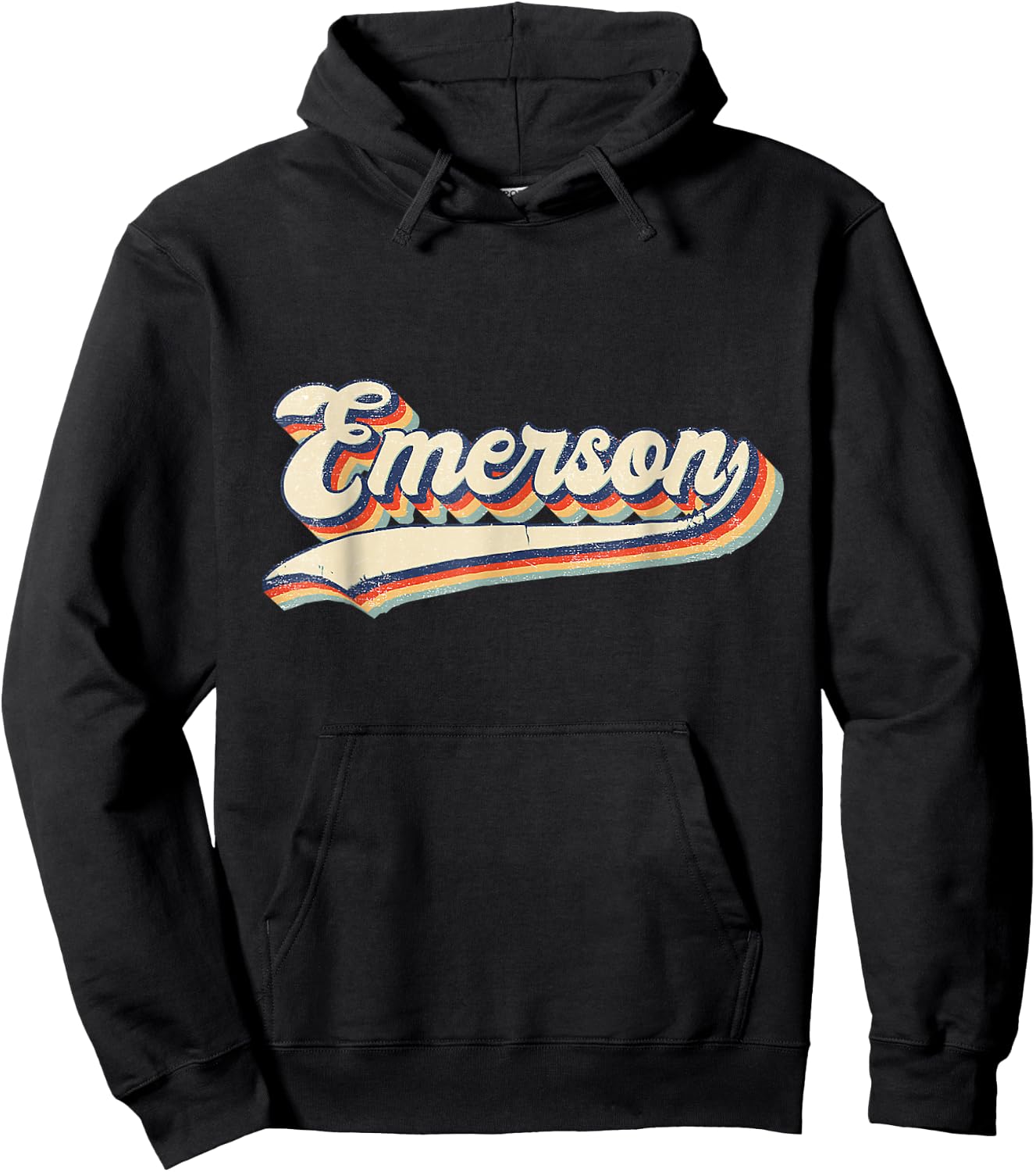 Emerson Sports Name Vintage Retro Women Boy Girl Hoodie - Hoodie | Black