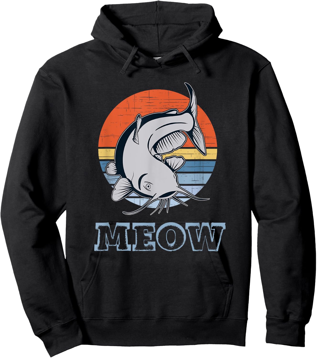 Catfish Meow Retro Distressed Sunset Hoodie - Hoodie | Black