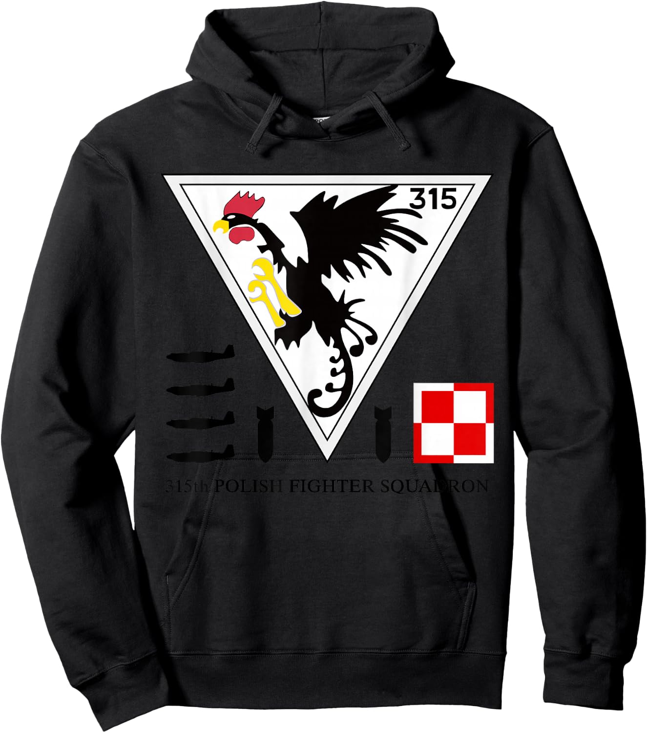 315th Polish Fighter Squadron Poland Air Force Hoodie - Hoodie | Black