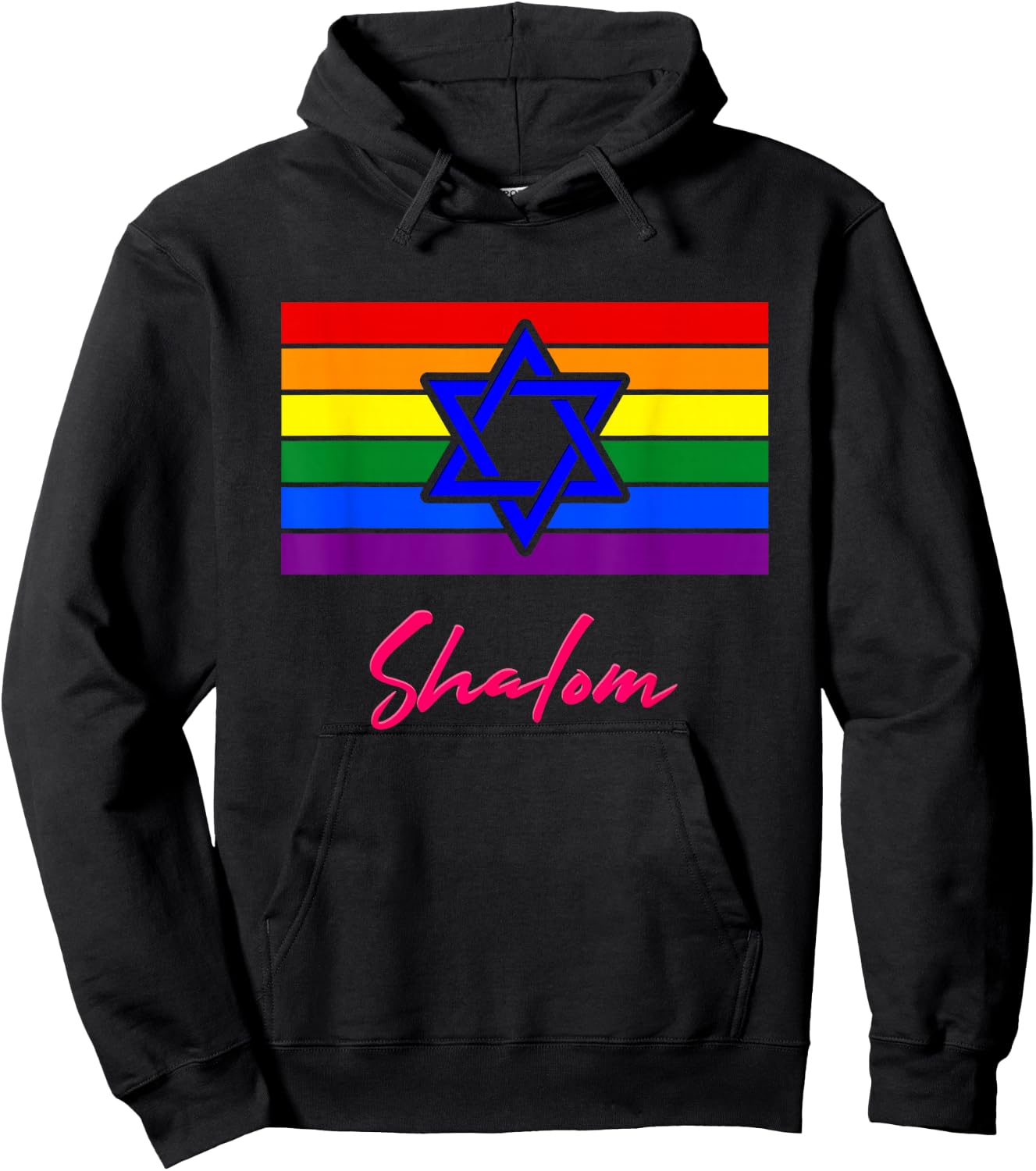 Jewish Hebrew Gay Pride Star of David Flag Hanukkah Hoodie - Hoodie | Black