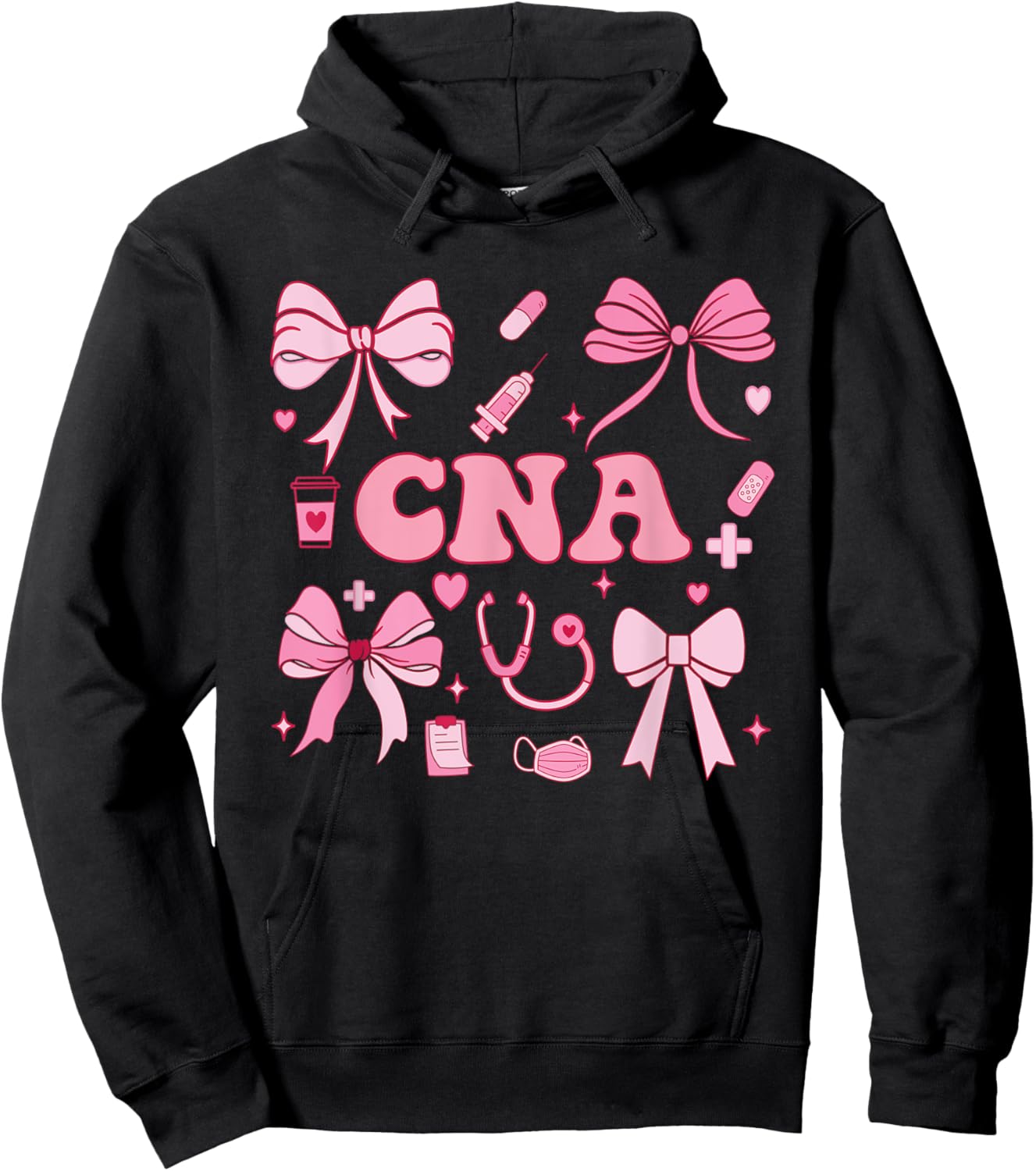 CNA Certified Nurse Assistant Coquette Bow Hoodie - Hoodie | Black
