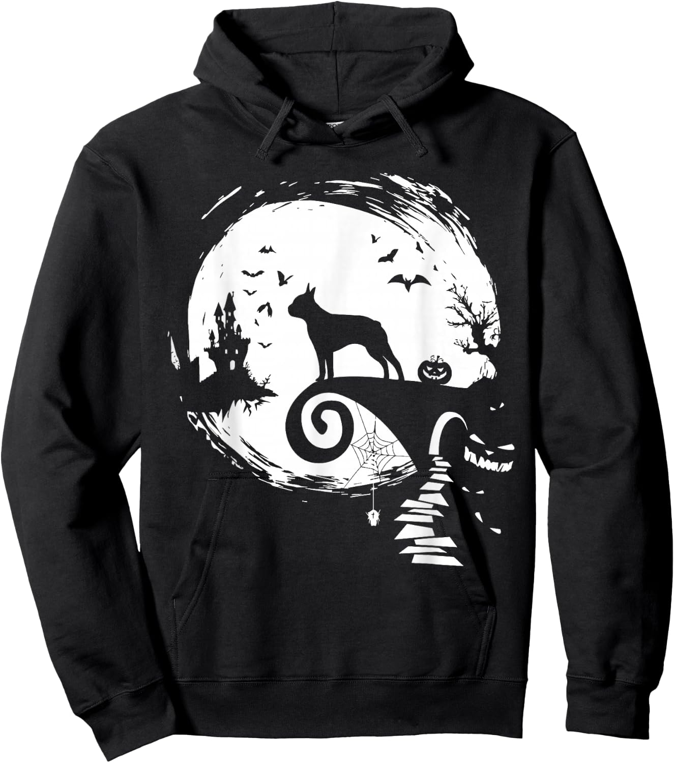 Boston Terrier And Moon Halloween Costume Dog Lover Funny Hoodie - Hoodie | Black