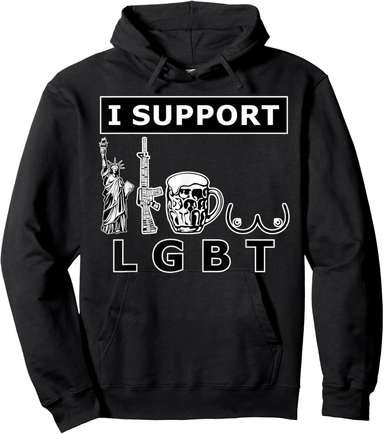 I support LGTB Liberty Guns Beer Tits. Lustige Parodie Hoodie - Hoodie | Black