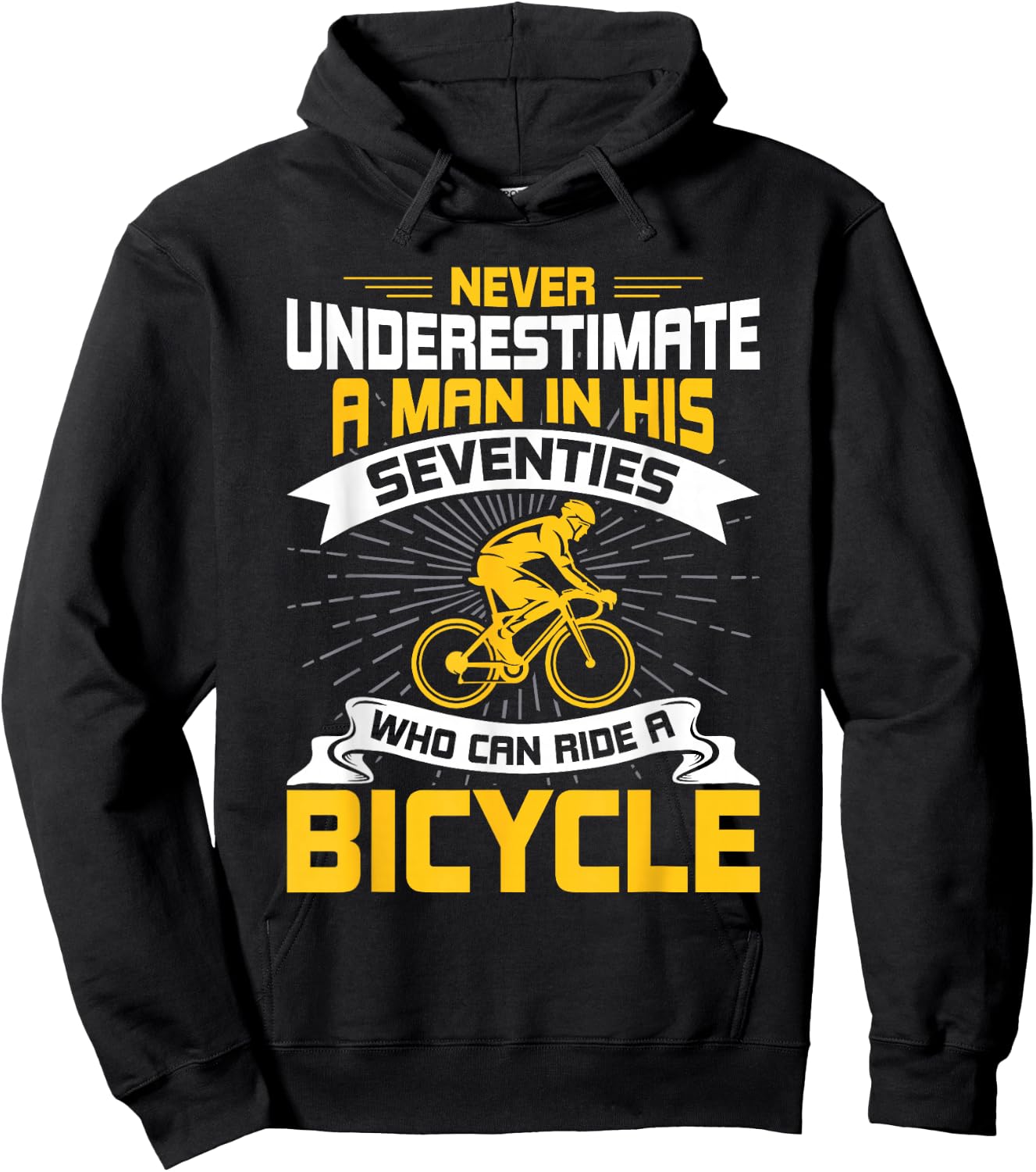 Never Underestimate a Man In His Seventies who ride Bicycle Hoodie - Hoodie | Black