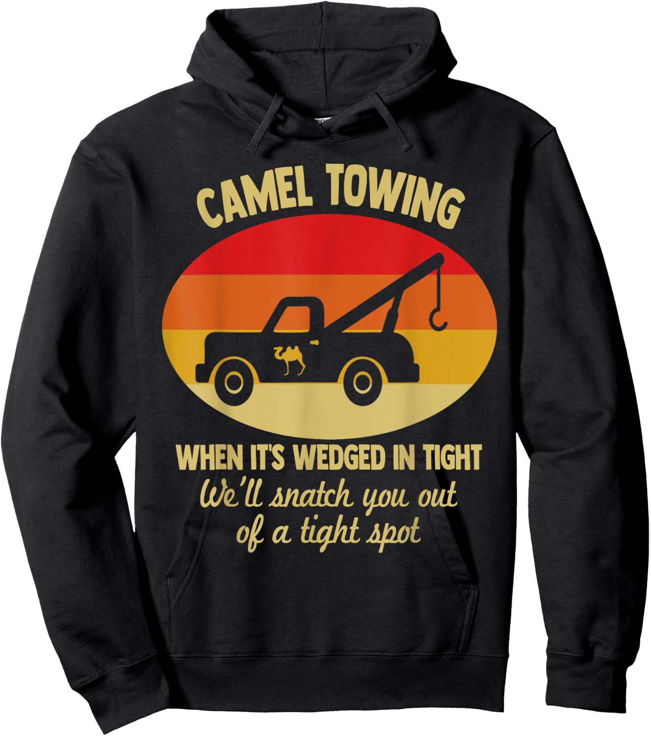 Camel Towing Retro Adult Camel Toe Funny Saying Hoodie - Hoodie | Black