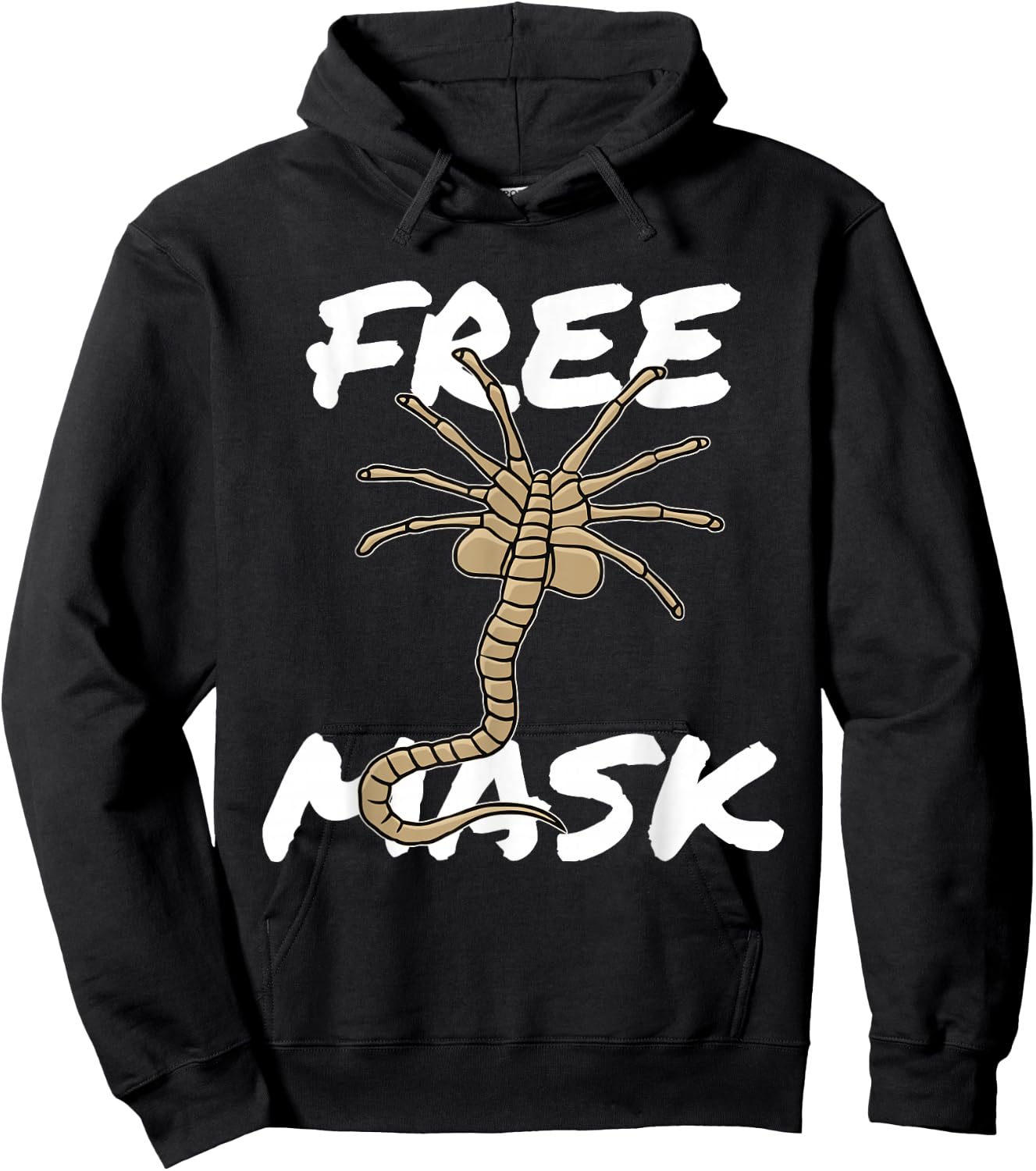 Free Mask - Funny Face Alien Hugger Creature Mask Hoodie - Hoodie | Black