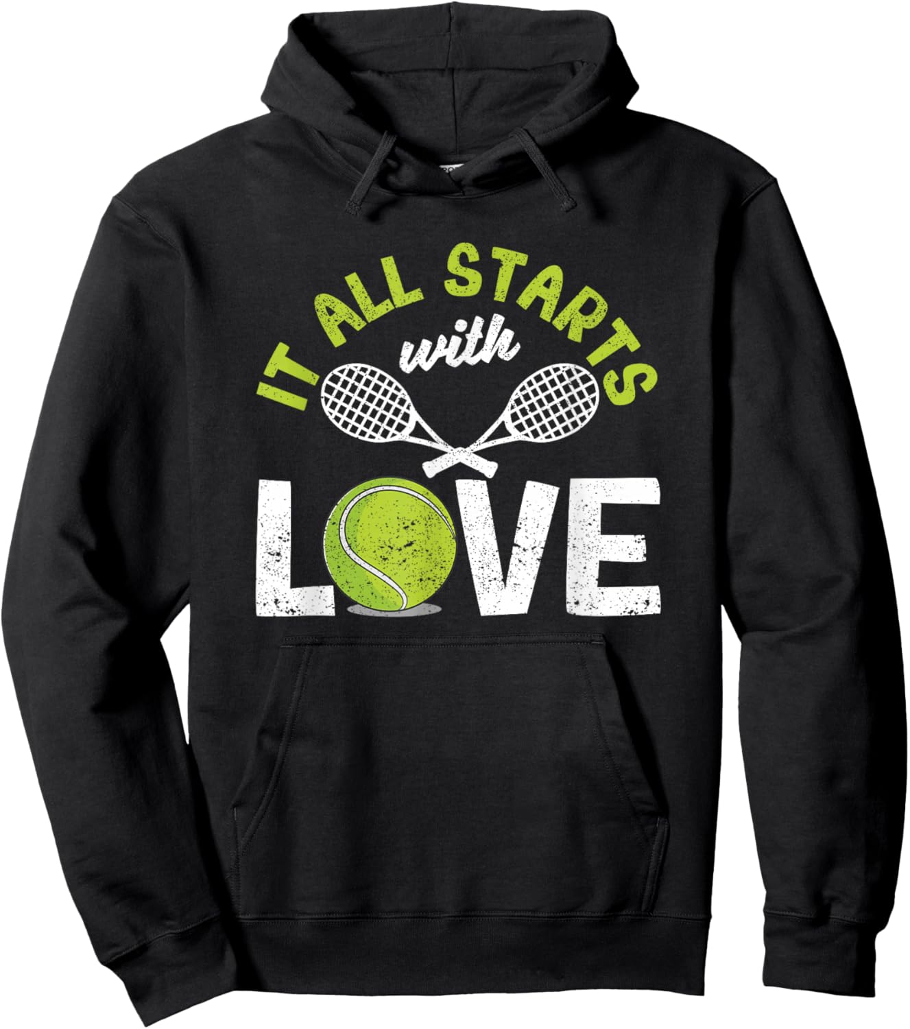 It All Starts with Love Tennis Funny Sports Racket Player Hoodie - Hoodie | Black
