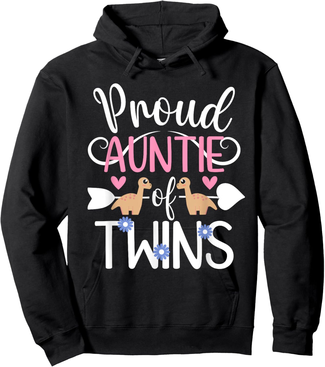 Proud Auntie Of Twins Twin Aunt Of Twins Twin Auntie Hoodie - Hoodie | Black
