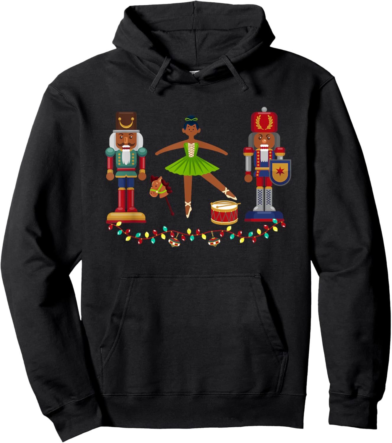Funny African American Nutcracker Christmas Ballet Dancer Hoodie - Hoodie | Black