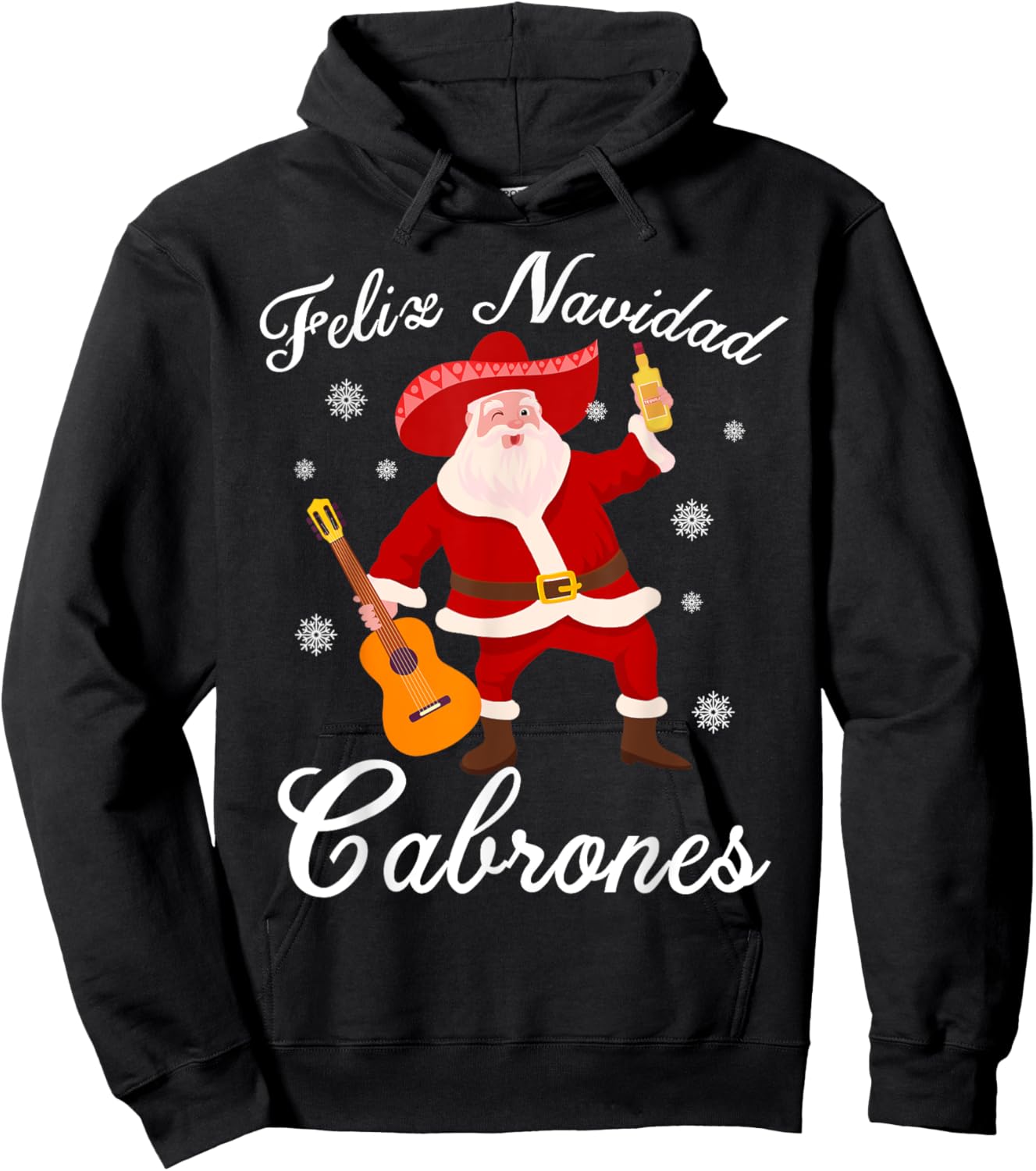 Funny Mexican Santa Christmas Feliz Navidad Cabrones Hoodie - Hoodie | Black
