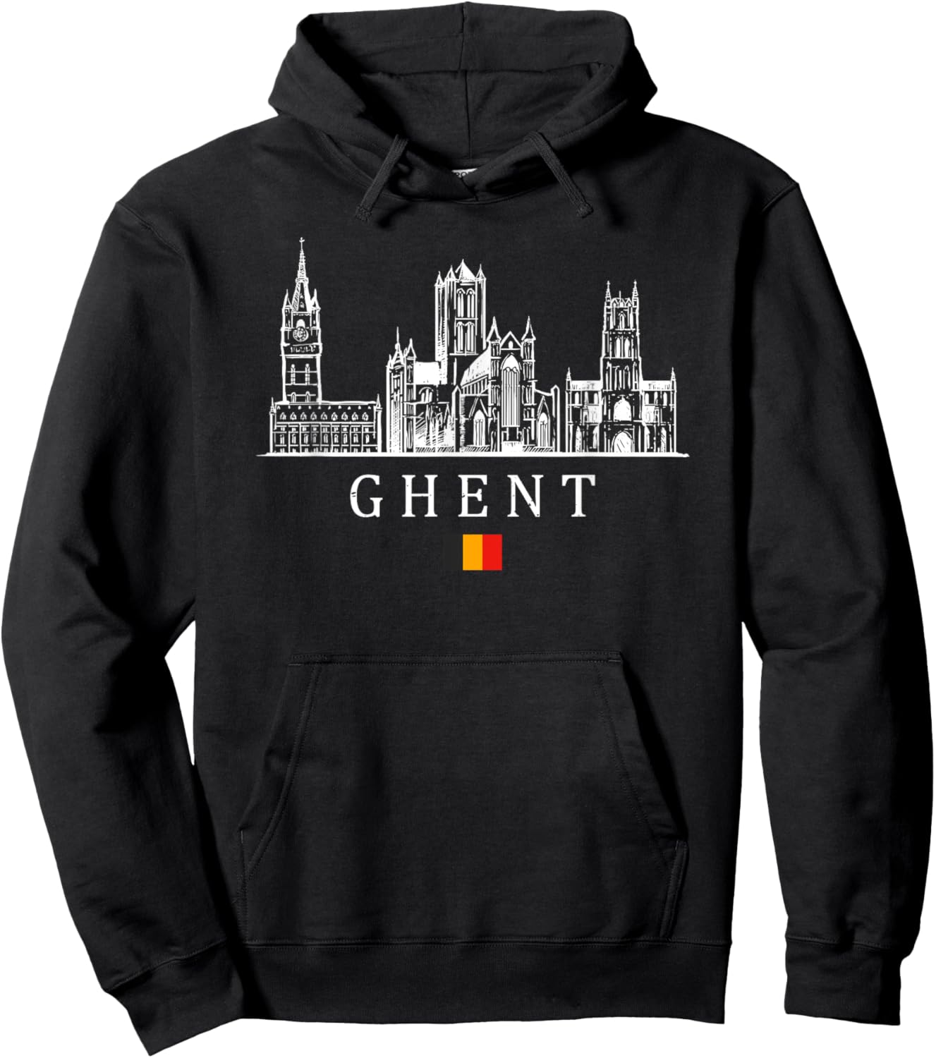 Vintage Ghent Belgium Vacation | Belgium Lover Hoodie - Hoodie | Black